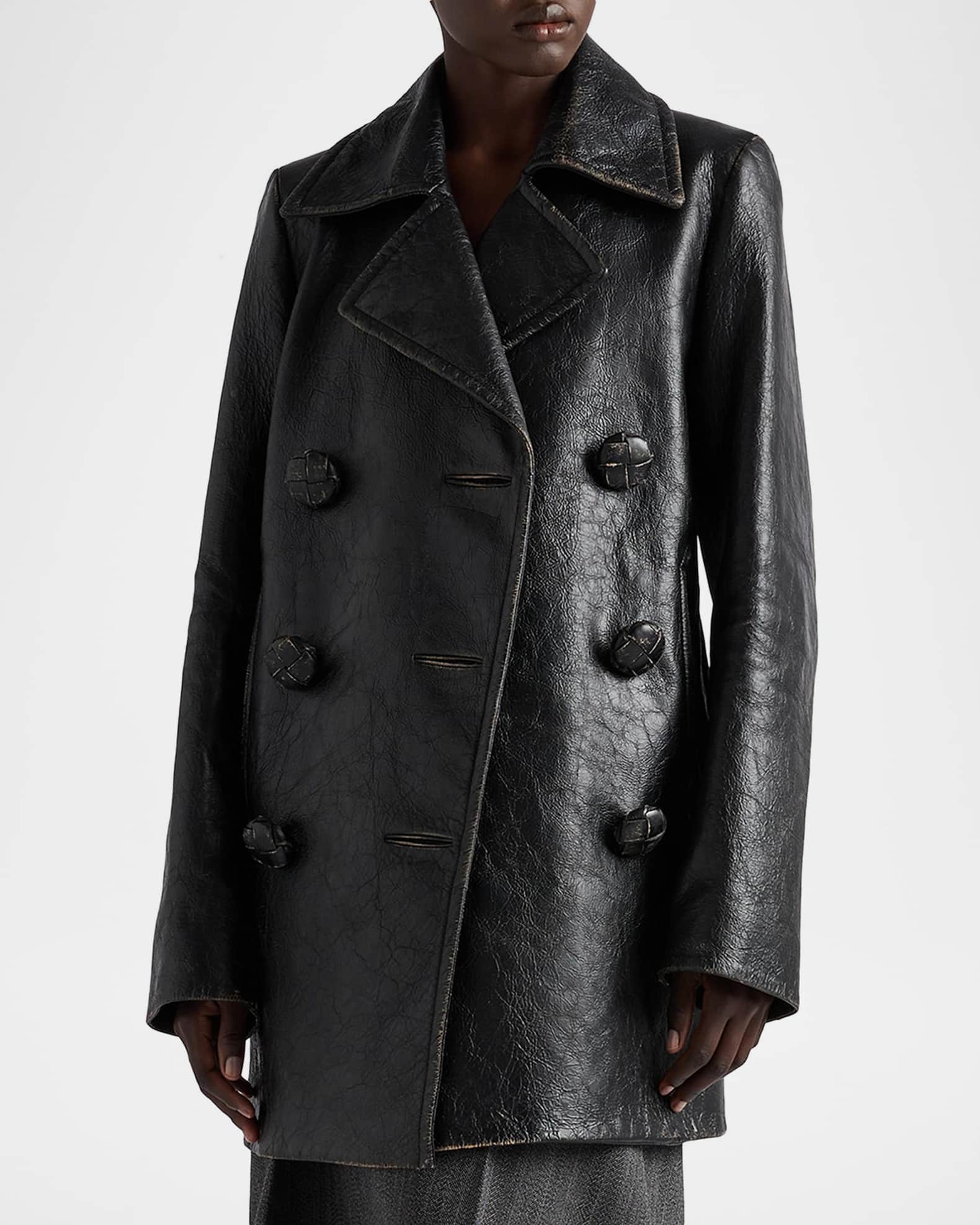 PRADA ステンカラーコート vintage BREASTED COAT Prada Vintage Leather Double-Breasted Coat | Neiman Marcus