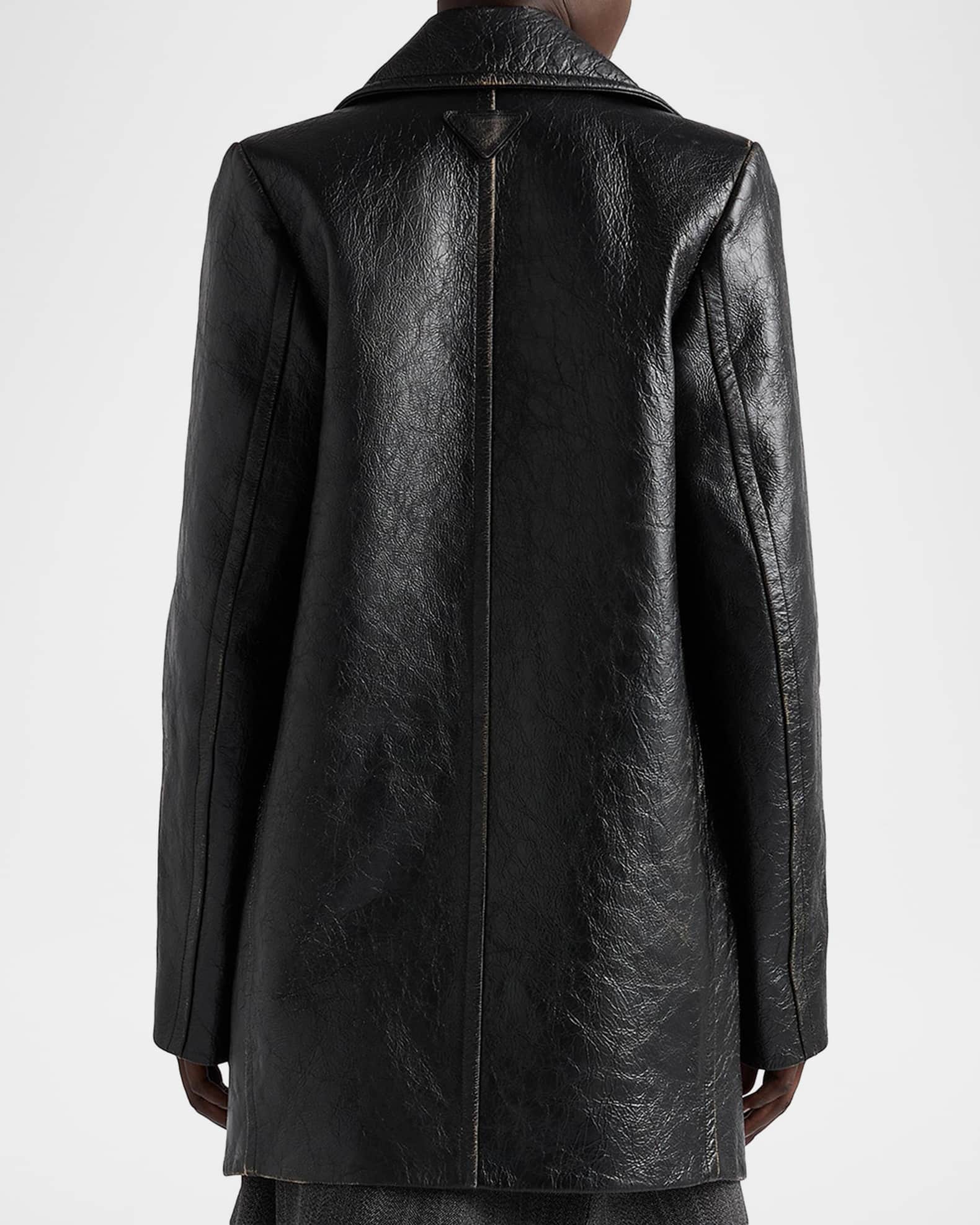 Prada Vintage Leather Double-Breasted Coat | Neiman Marcus