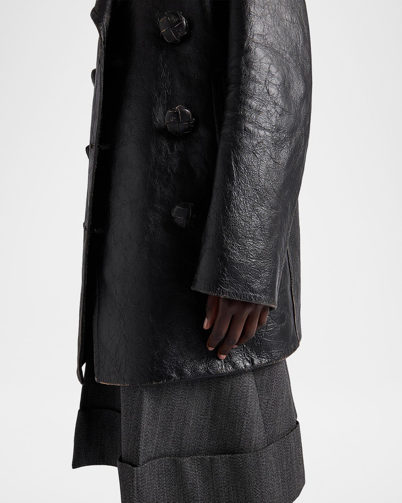 Prada Vintage Leather Double-Breasted Coat | Neiman Marcus