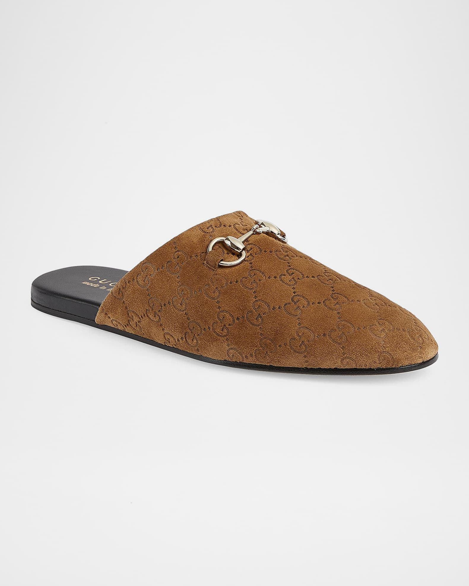 Gucci Men's Lucy GG Suede Horsebit Mules | Neiman Marcus