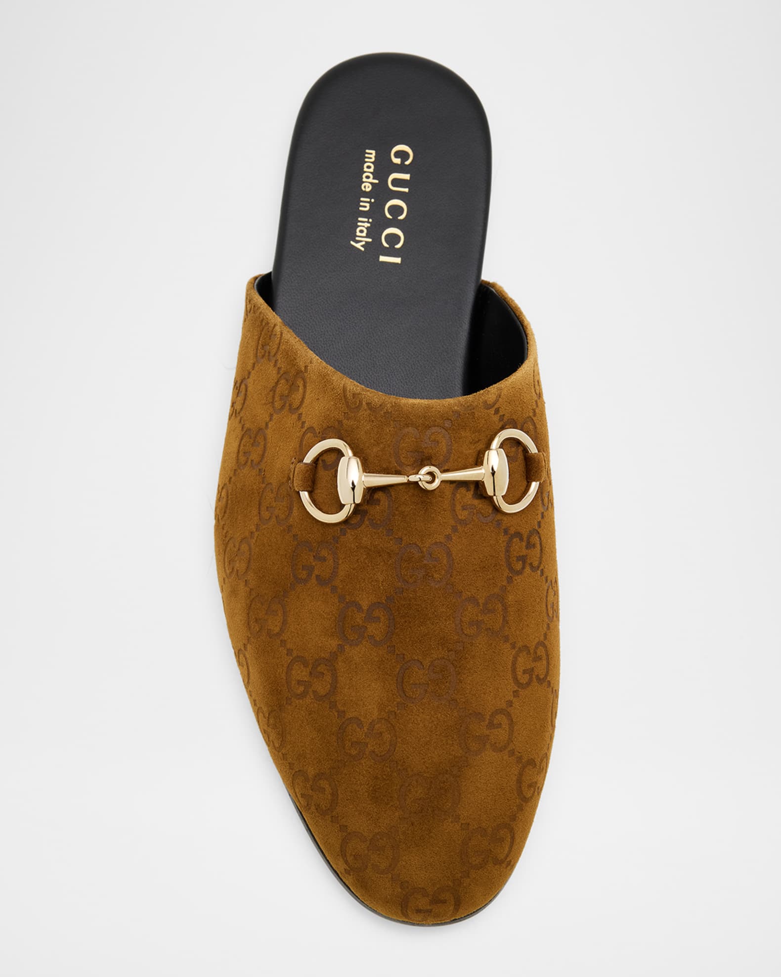 Gucci Men's Lucy GG Suede Horsebit Mules | Neiman Marcus