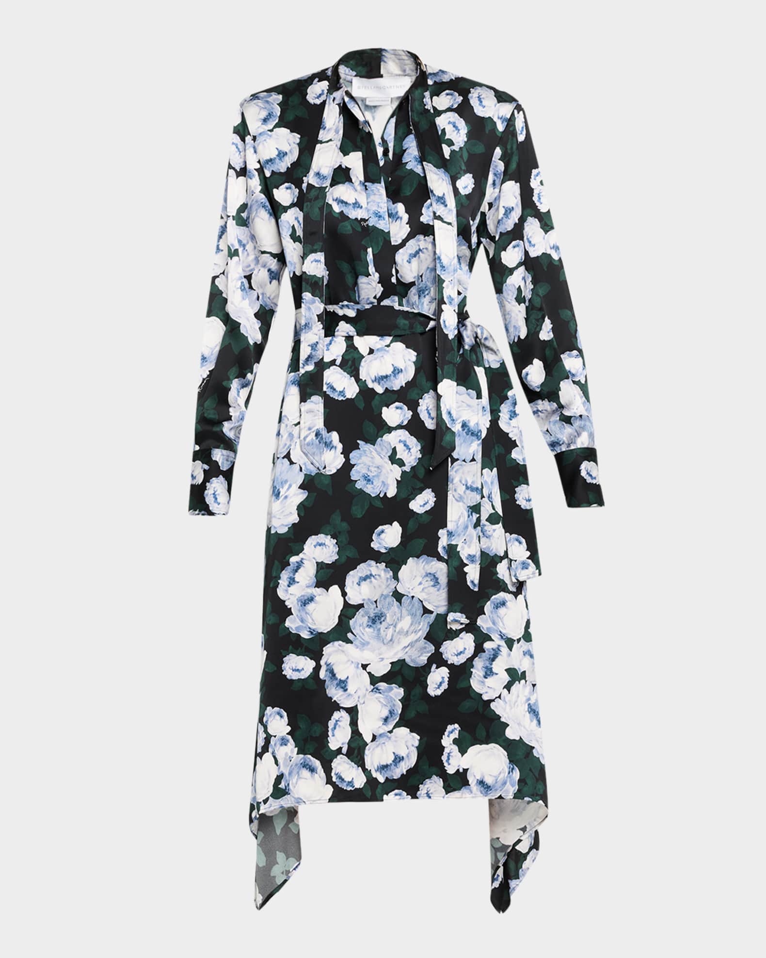 Stella McCartney Floral-Print Handkerchief Midi Shirtdress