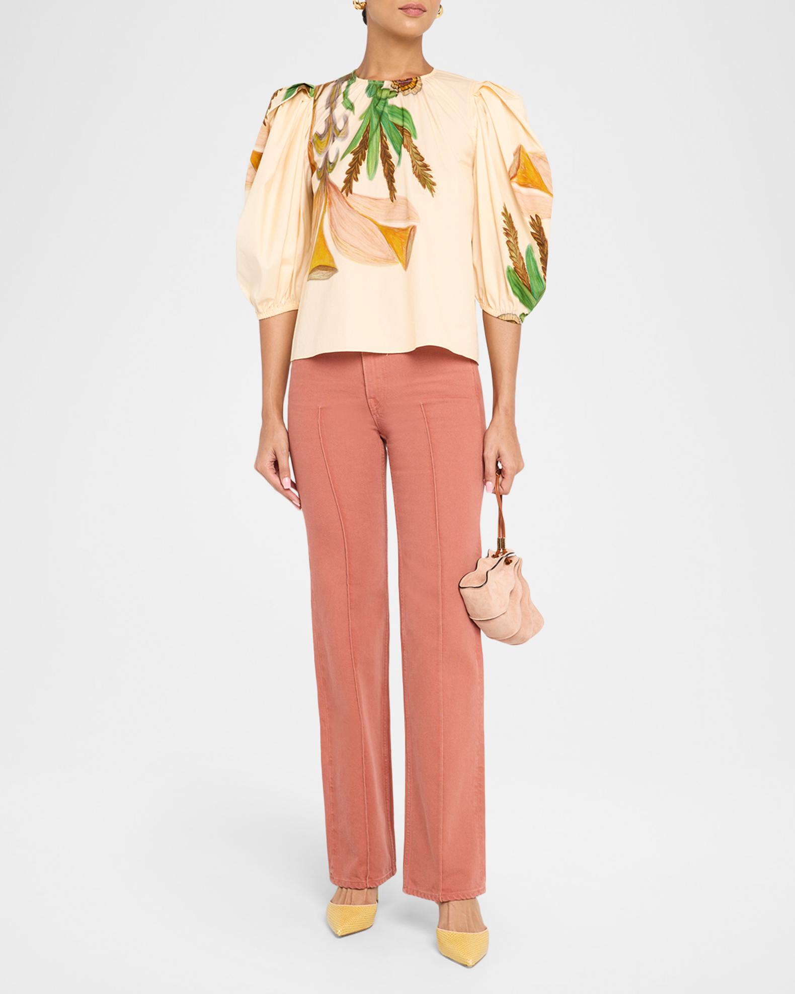 Ulla Johnson Agatha Pintuck Straight-Leg Jeans | Neiman Marcus
