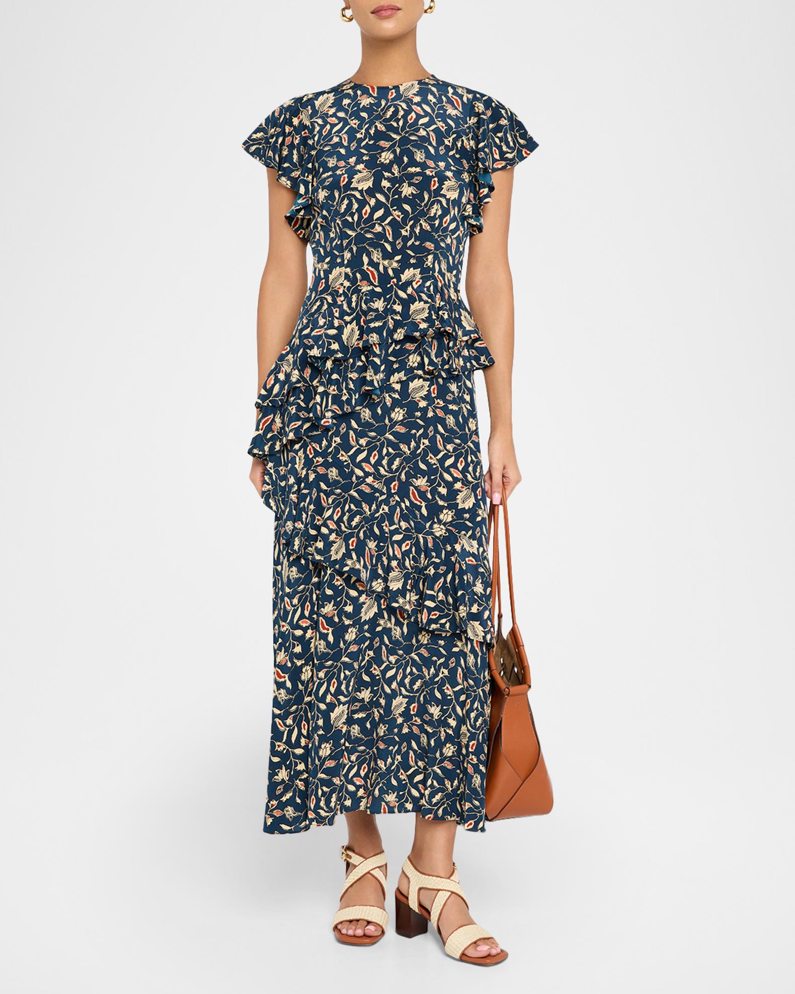 elegant maxi dresses Women's Elegant Pink Floral Maxi Dress – Long Sleeve Belted Chiffon Dr –  FineLook main image 0