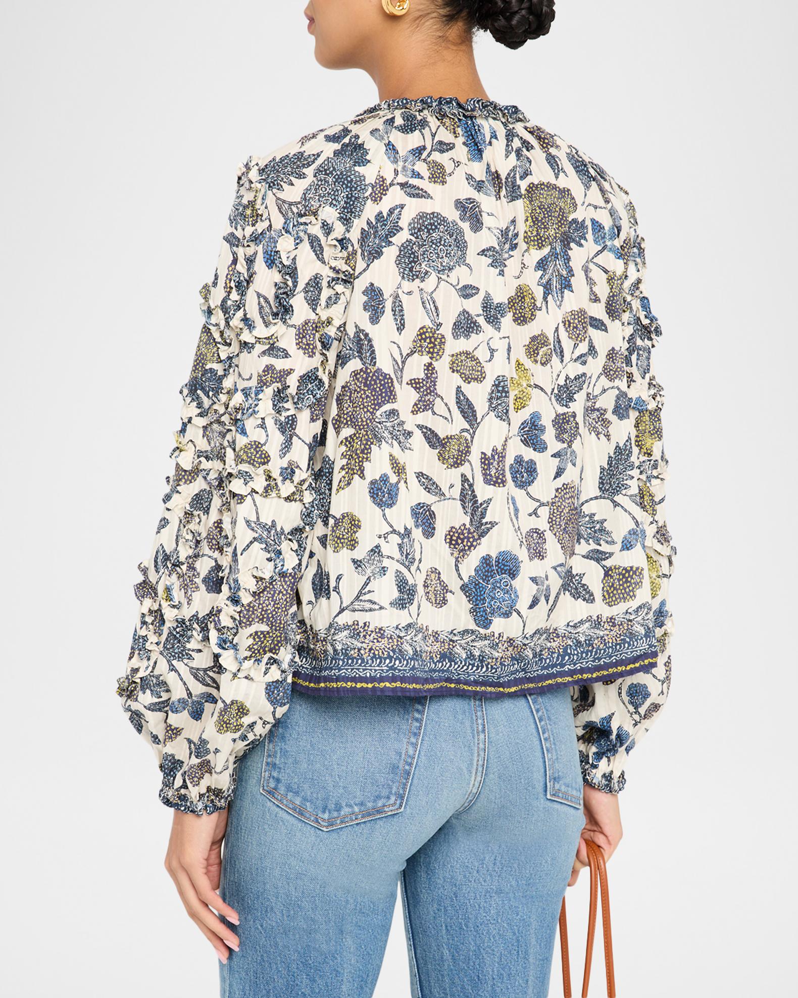 Ulla Johnson Azrou Floral Long-Sleeve Ruffle Blouse | Neiman Marcus