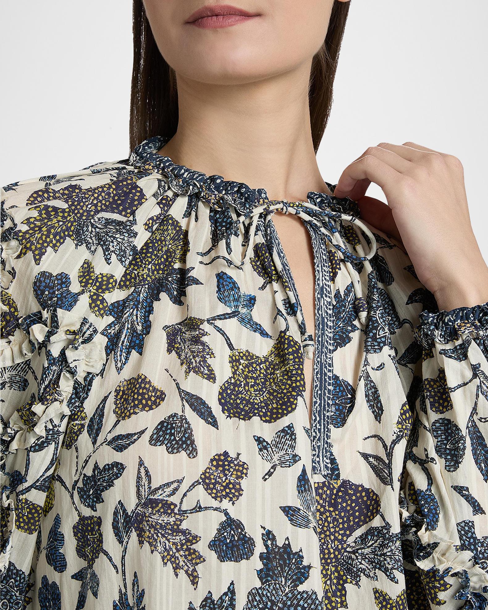 Ulla Johnson Azrou Floral Long-Sleeve Ruffle Blouse | Neiman Marcus