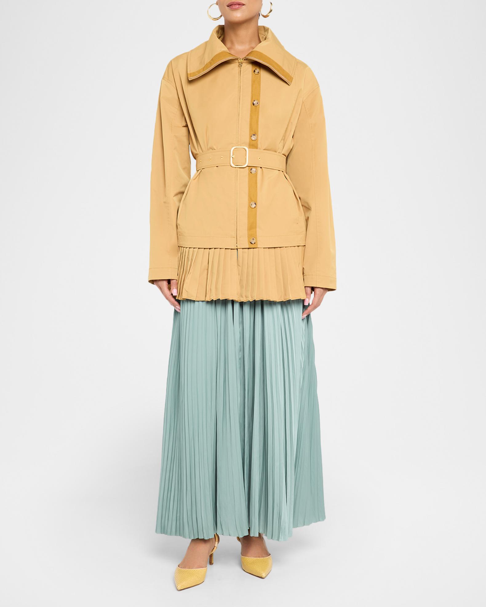 Ulla Johnson Lison Belted Jacket with Pleated Hem | Neiman Marcus