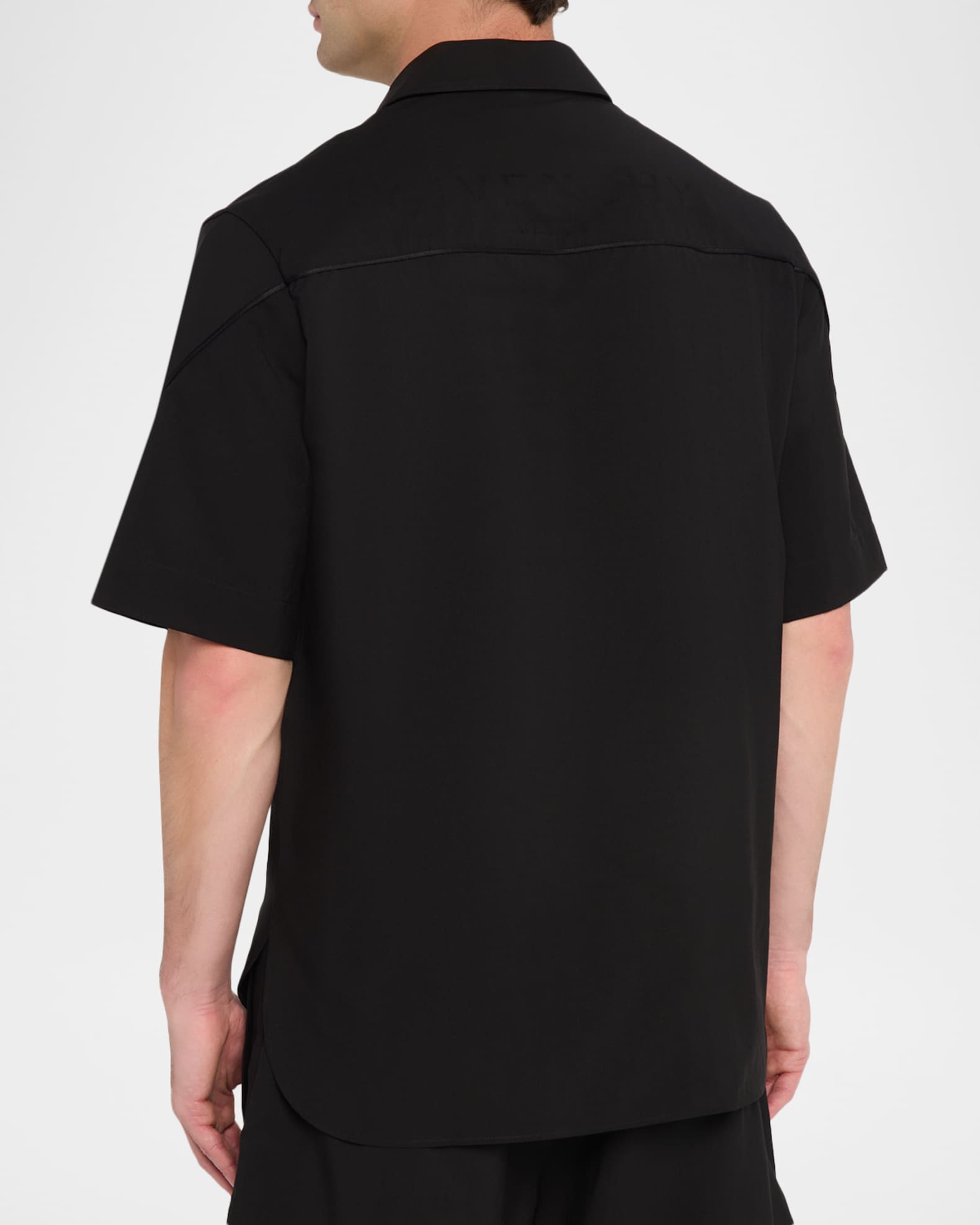Givenchy Men's Point Collar Full-Zip Short-Sleeve Shirt | Neiman