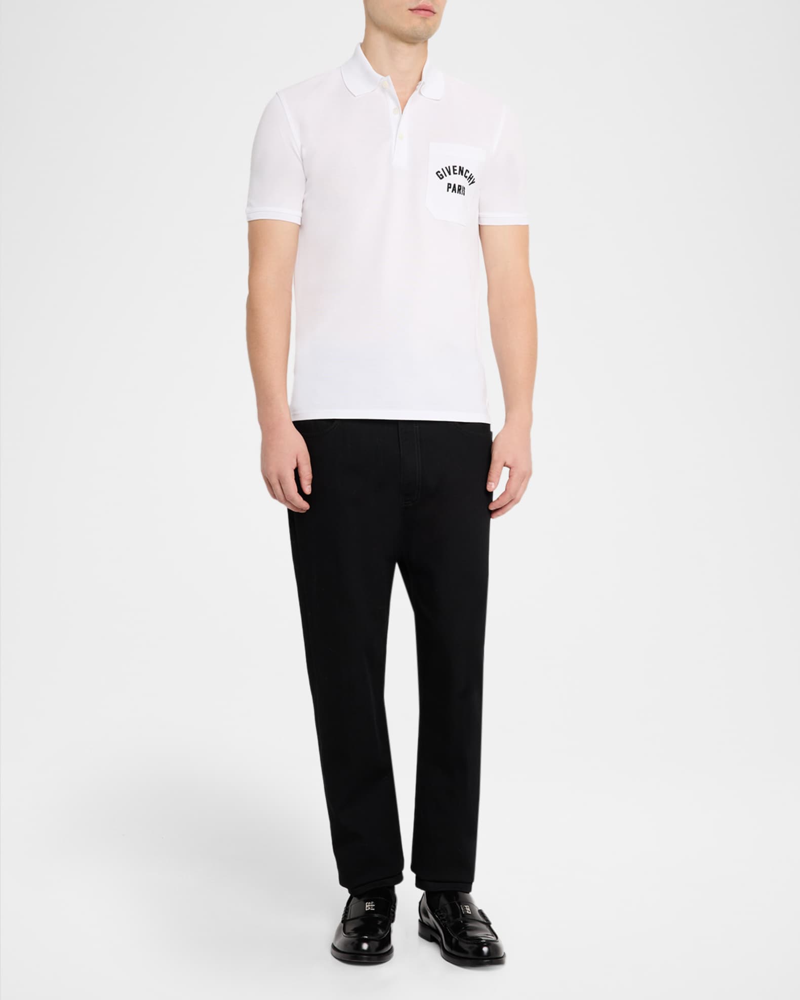Givenchy Men's Cotton Pique Polo Shirt with Logo Pocket | Neiman