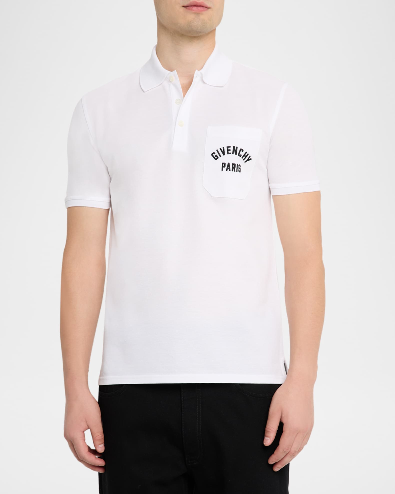 Givenchy Men's Cotton Pique Polo Shirt with Logo Pocket | Neiman