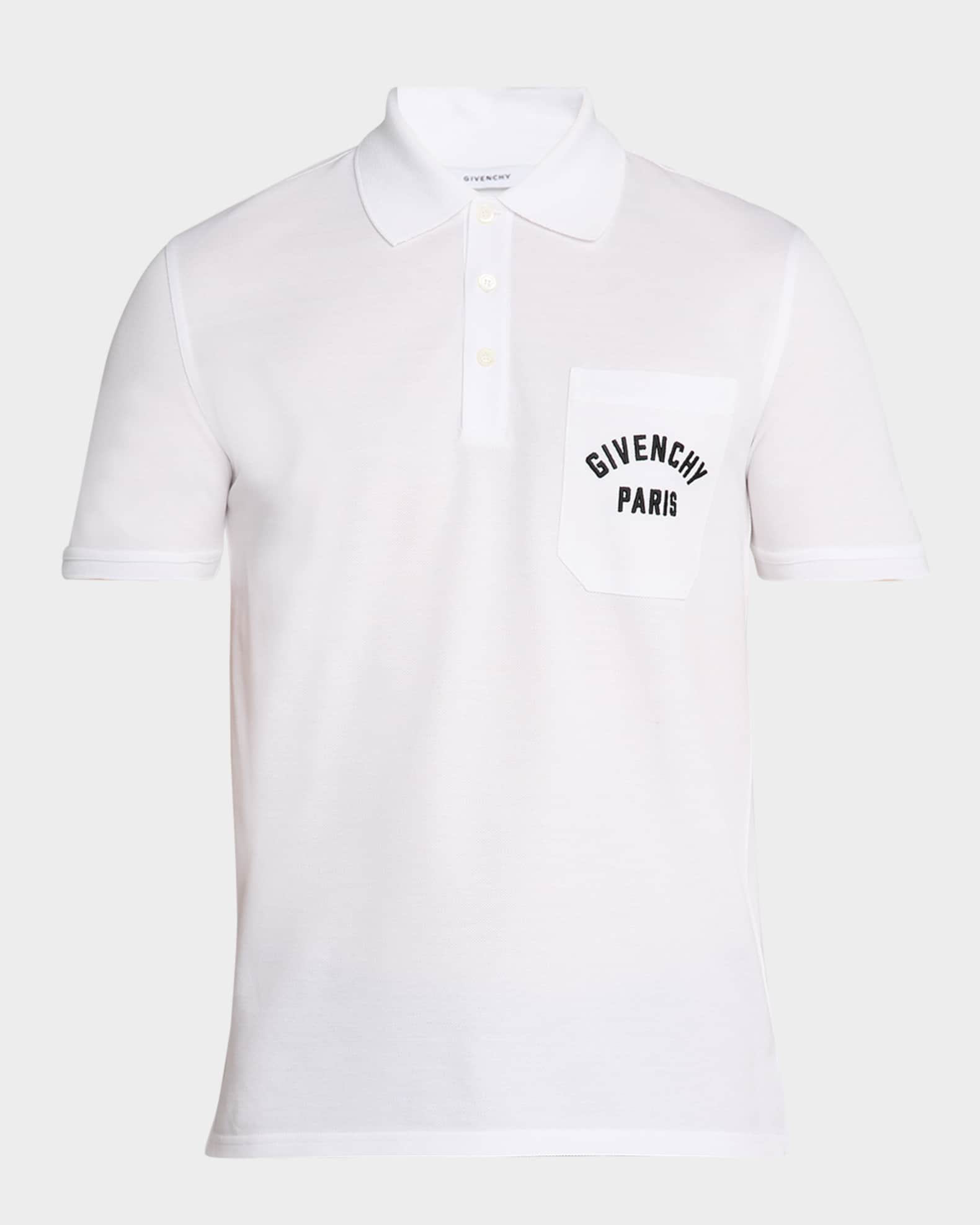 Givenchy Men's Cotton Pique Polo Shirt with Logo Pocket | Neiman