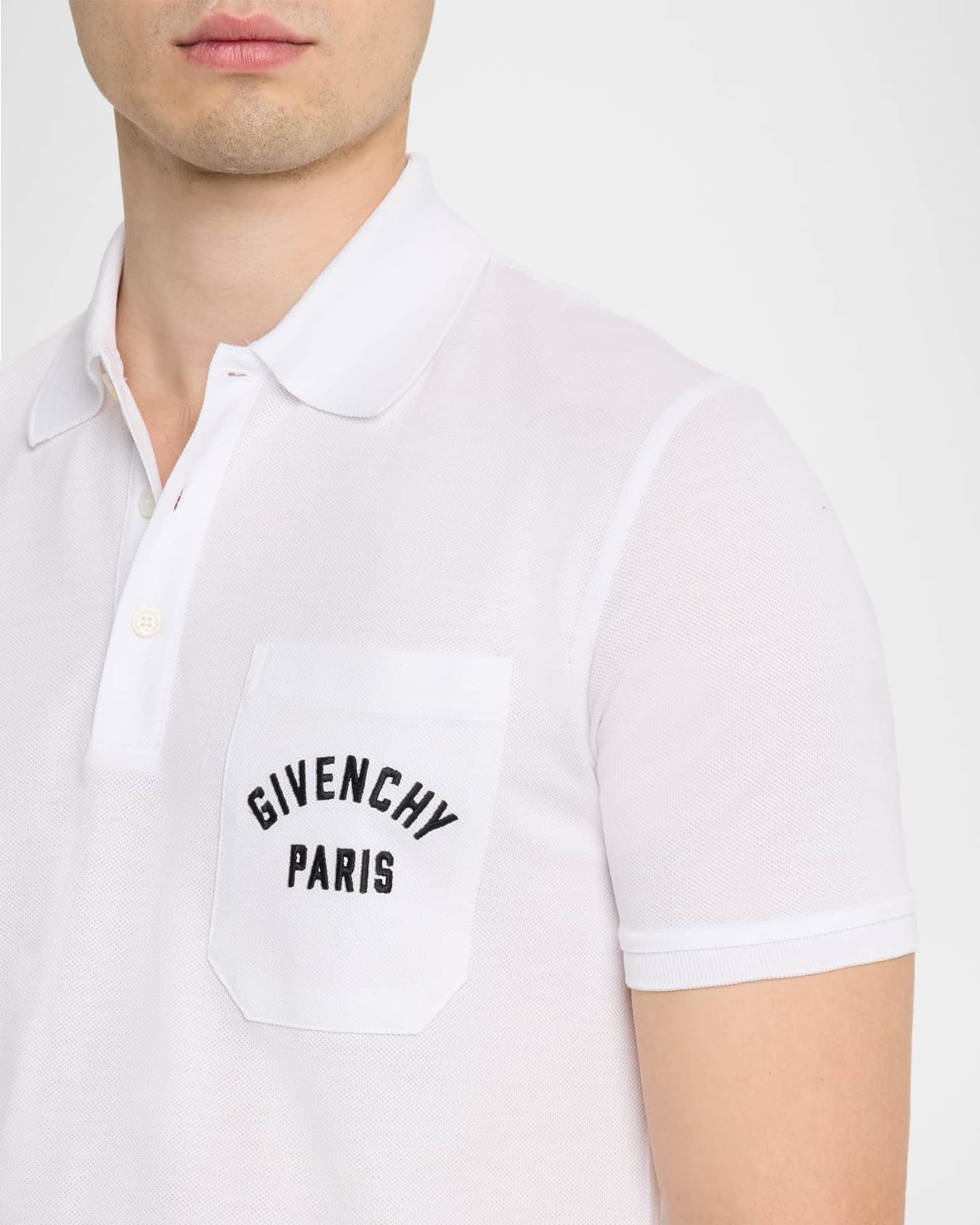 Givenchy Men's Cotton Pique Polo Shirt with Logo Pocket | Neiman