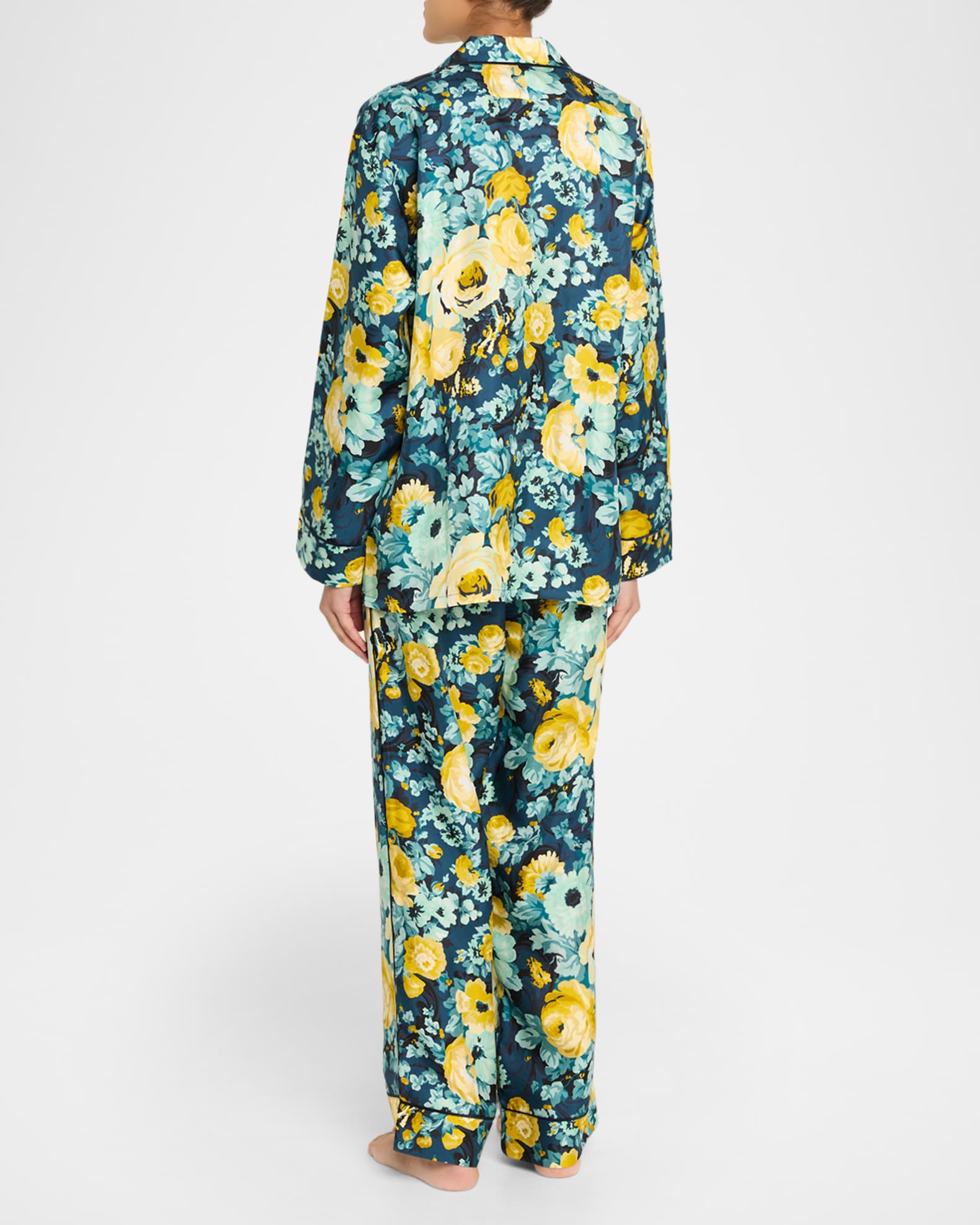 Olivia von Halle Yves Floral-Print Silk Twill Pajama Set | Neiman
