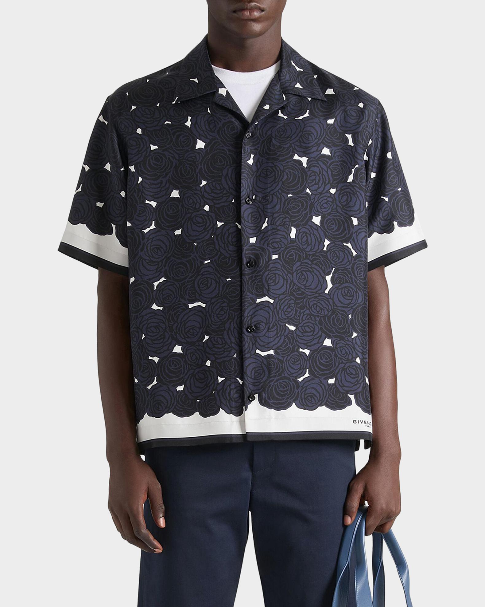 Givenchy Men's Roses Boxy-Fit Silk Bowling Shirt | Neiman Marcus