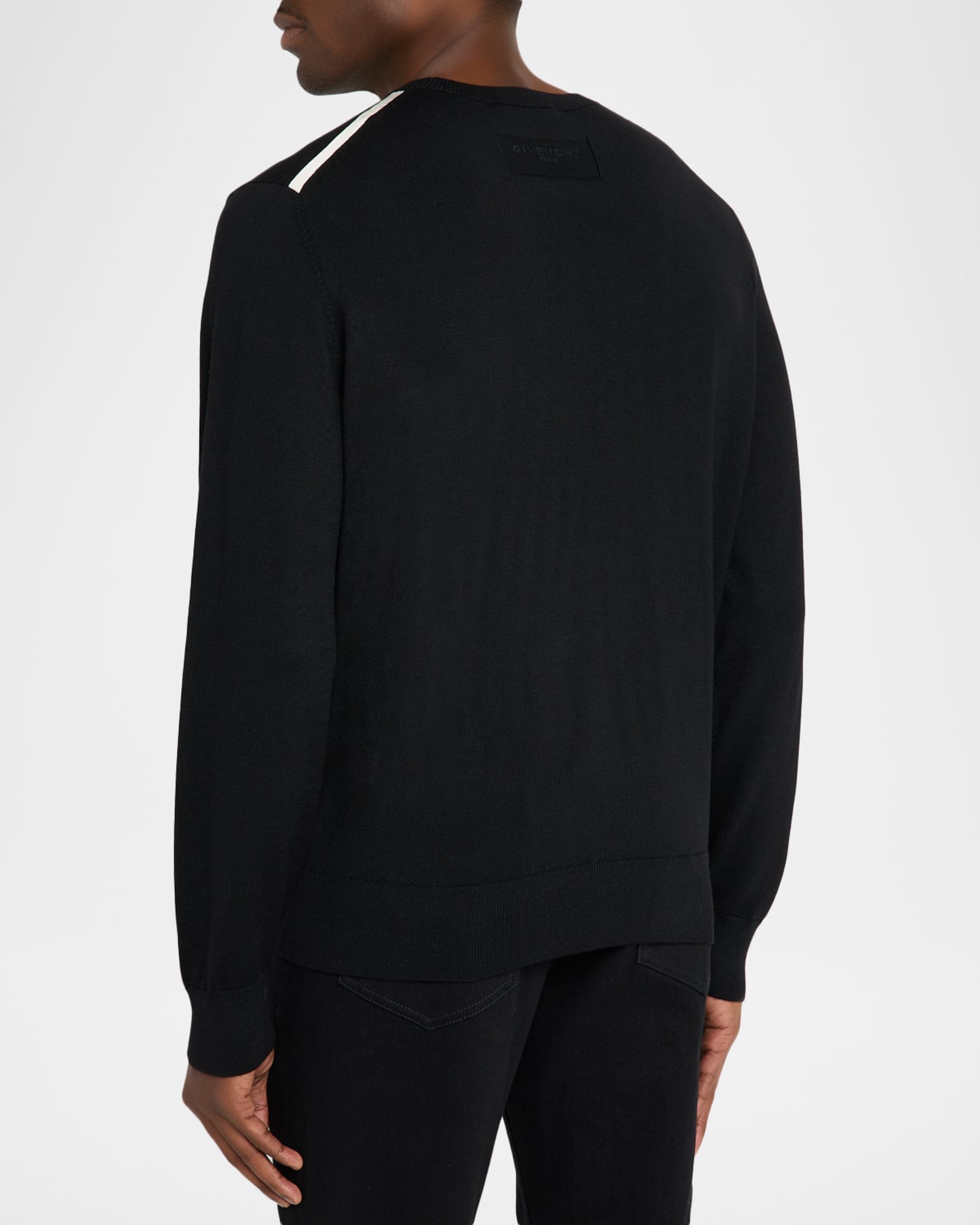 Givenchy Men's Wool Knit Grosgrain-Trim Crewneck Sweater | Neiman