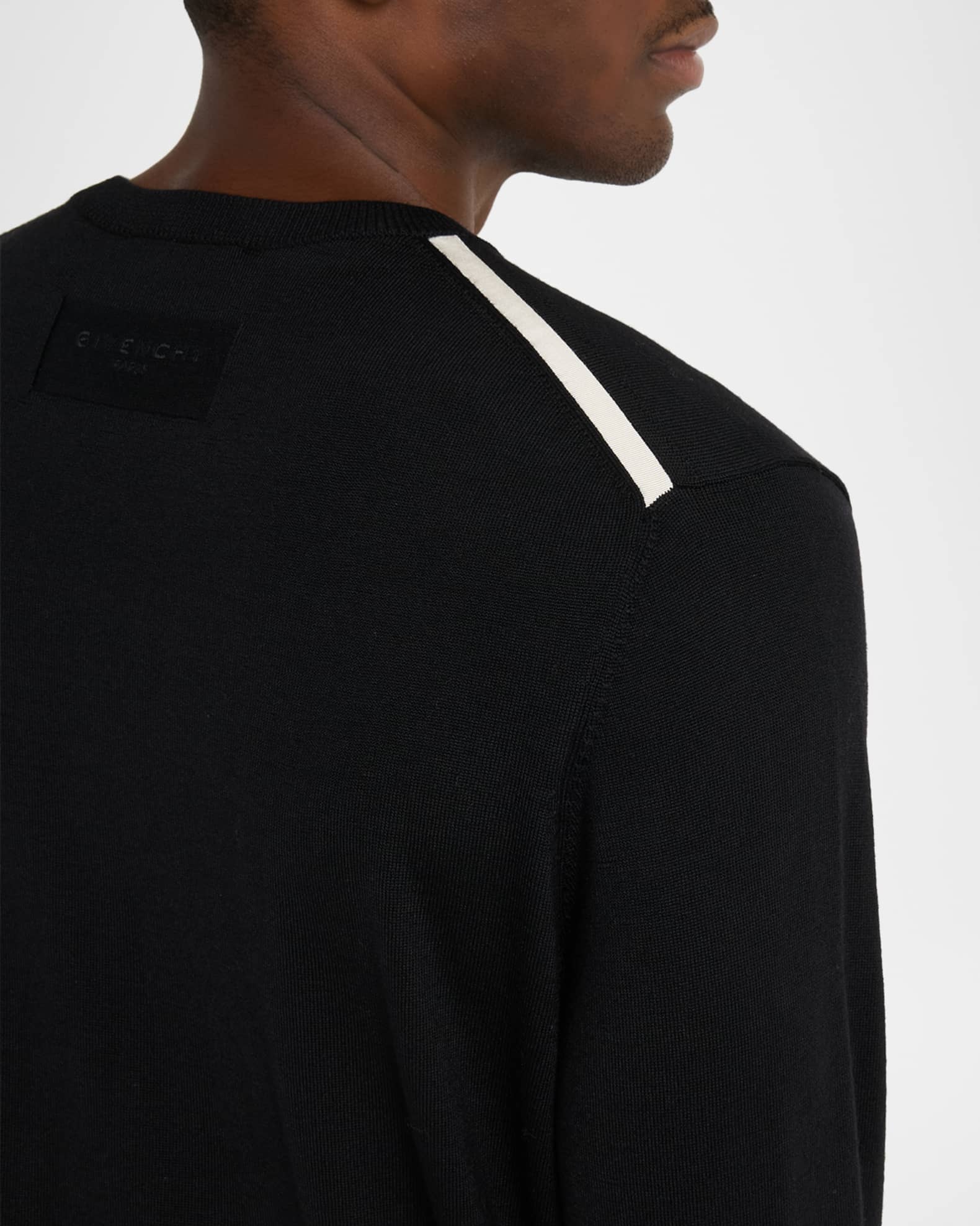 Givenchy Men's Wool Knit Grosgrain-Trim Crewneck Sweater | Neiman