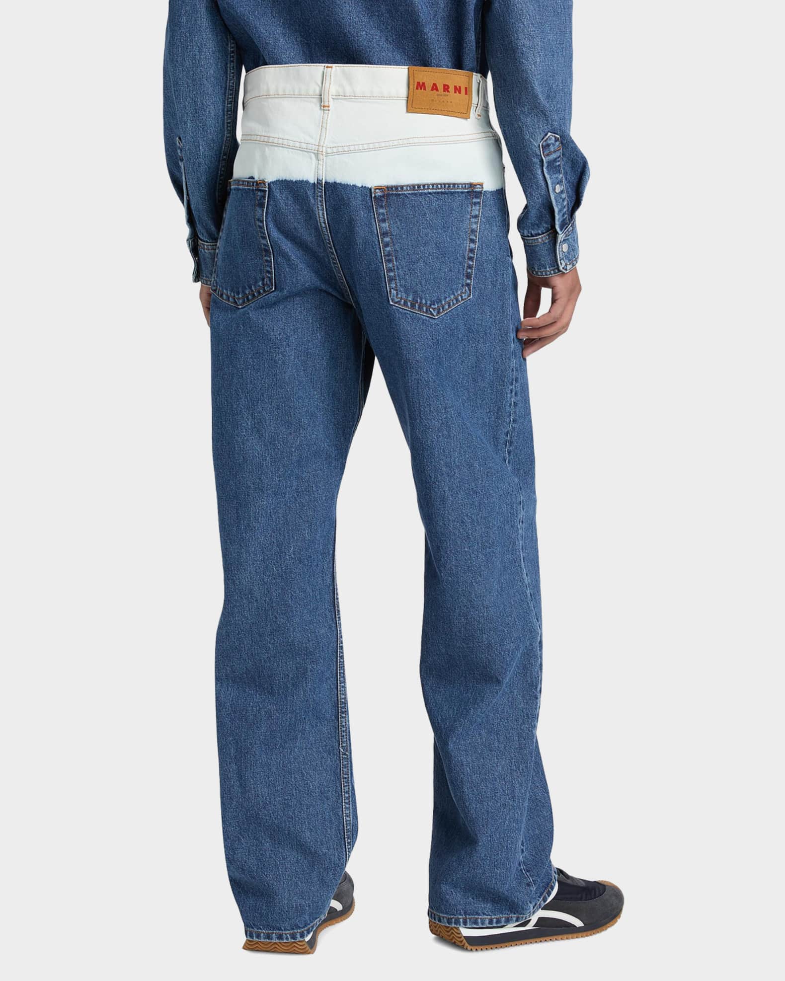 Marni Men's Degrade Bleach Denim Wide-Leg Jeans | Neiman Marcus