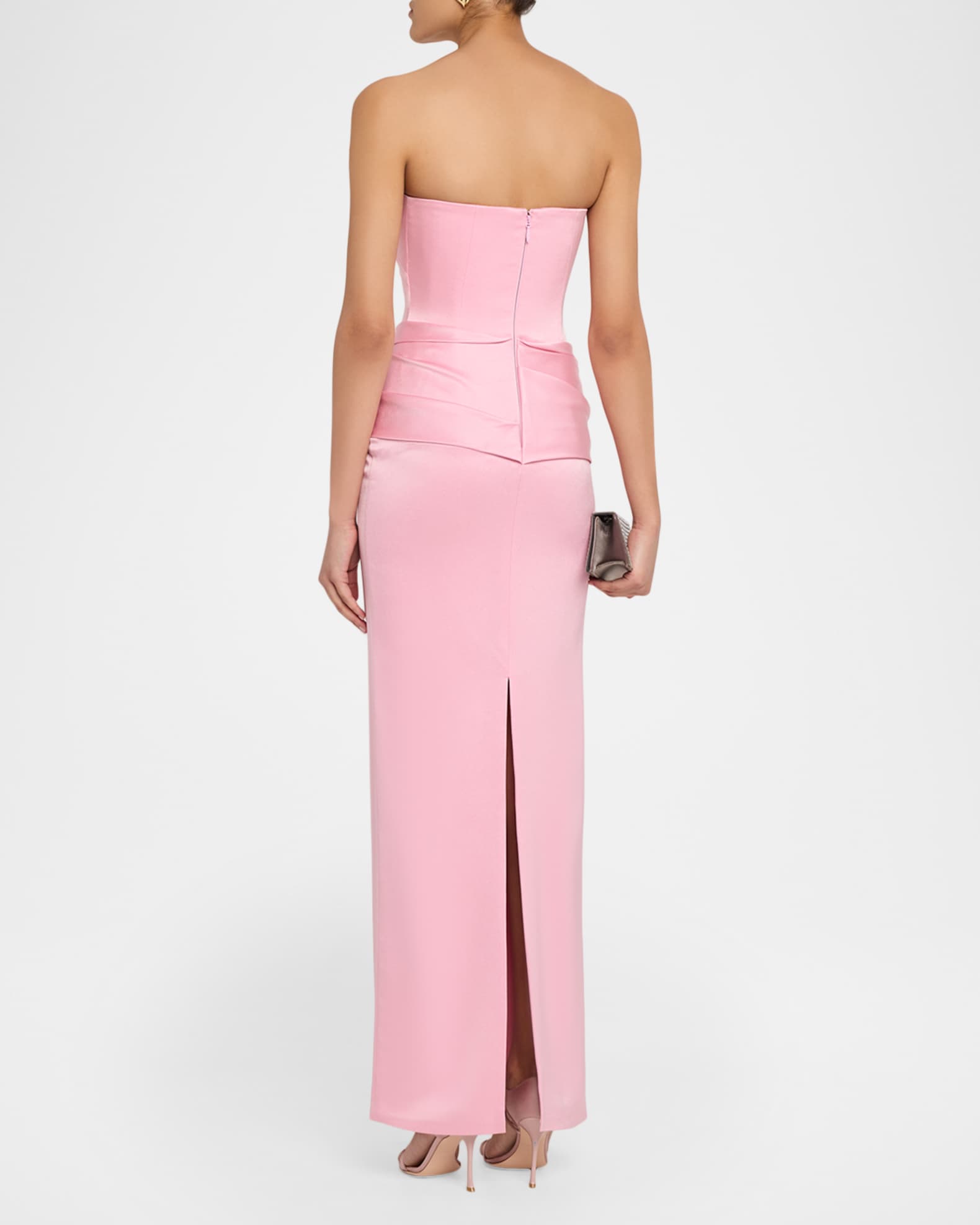 red silk strapless dress Draped Strapless Silk Gown