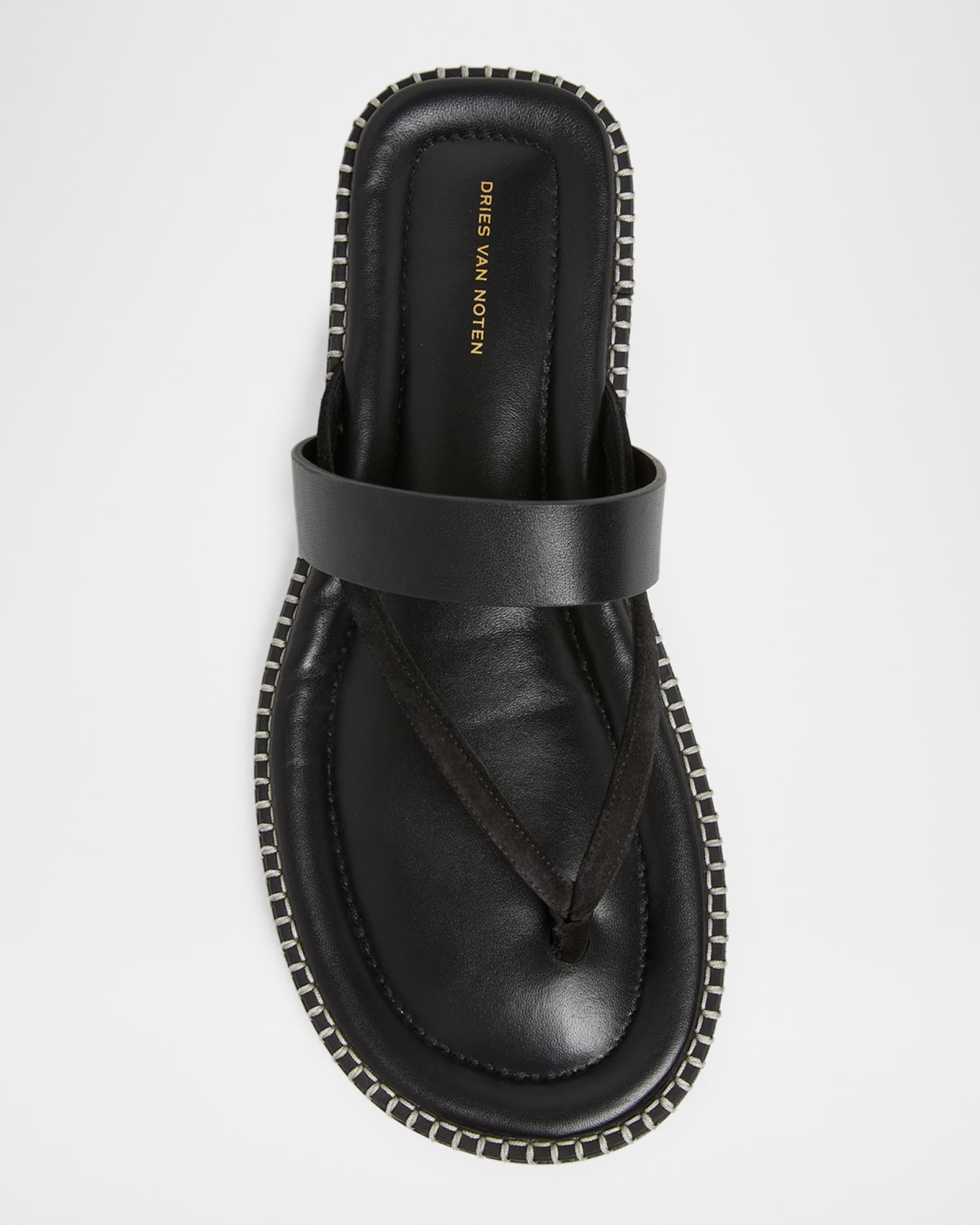 Dries Van Noten Men's Thong Leather Sandals | Neiman Marcus