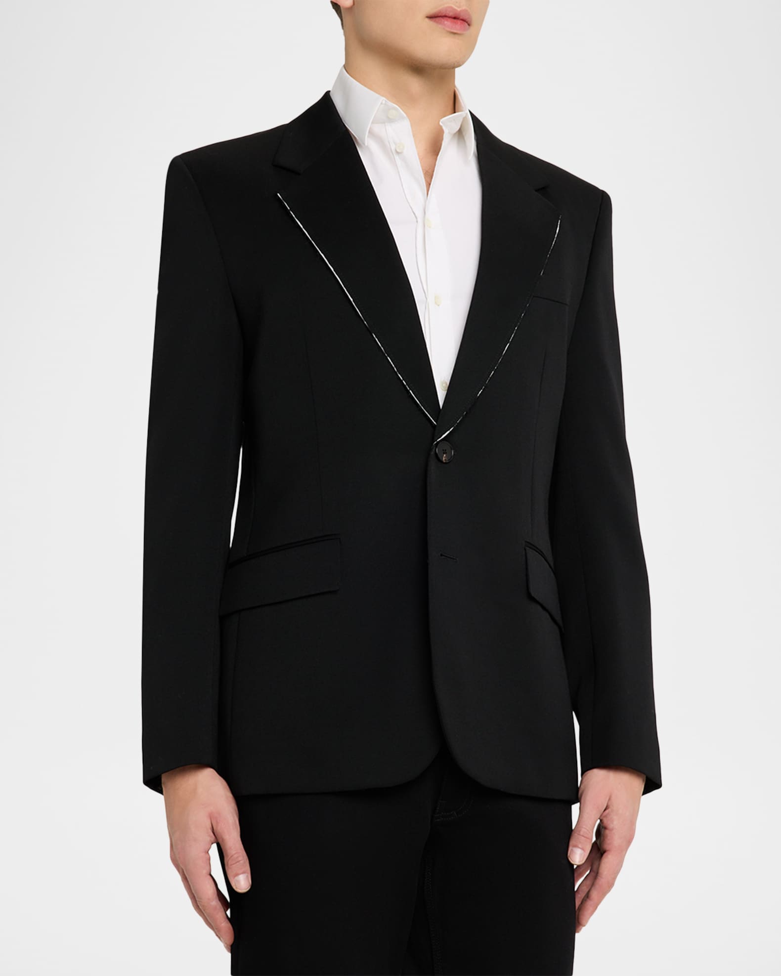 Givenchy Men's Fitted Wool Raw-Edge Two-Button Blazer | Neiman Marcus