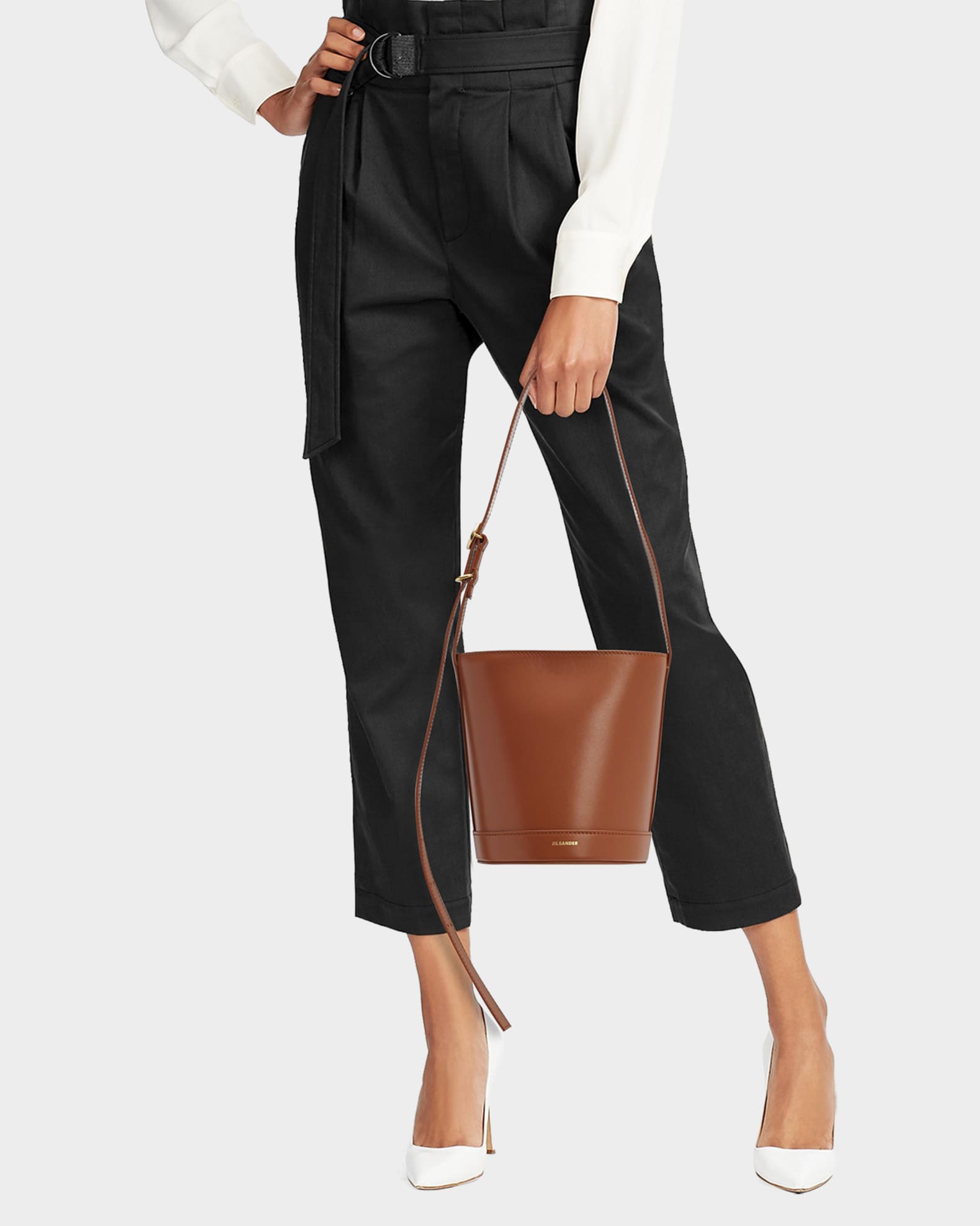 Jil Sander Cannolo Leather Bucket Bag | Neiman Marcus
