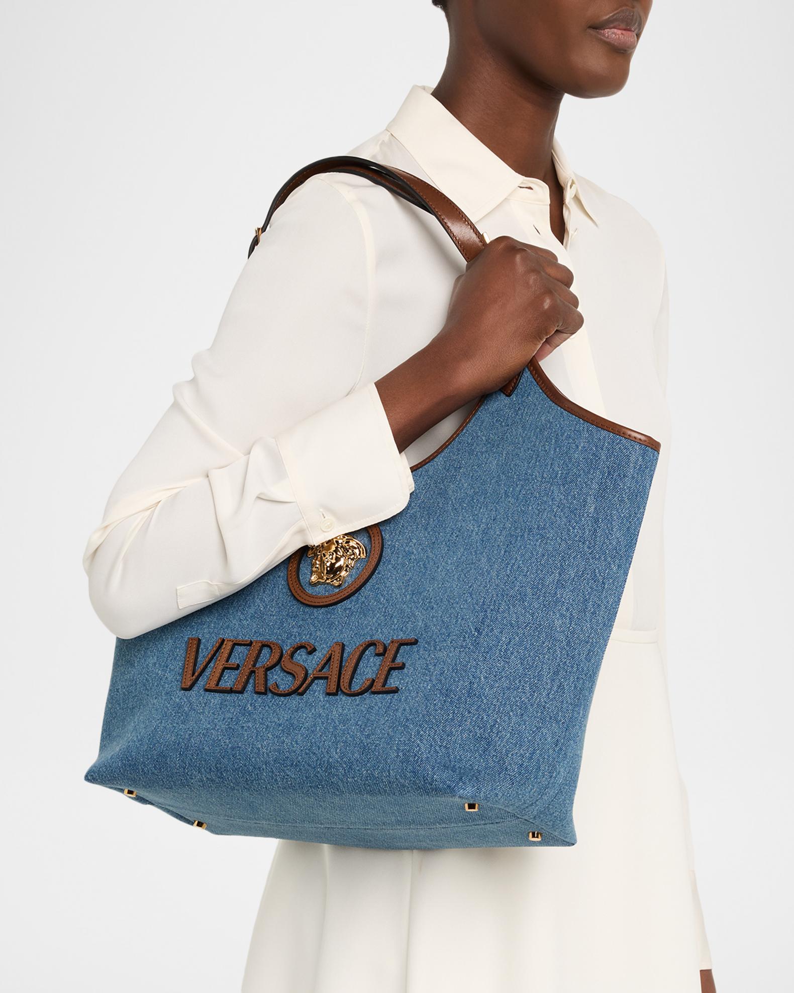 Versace La Medusa Cotton Denim Tote Bag | Neiman Marcus