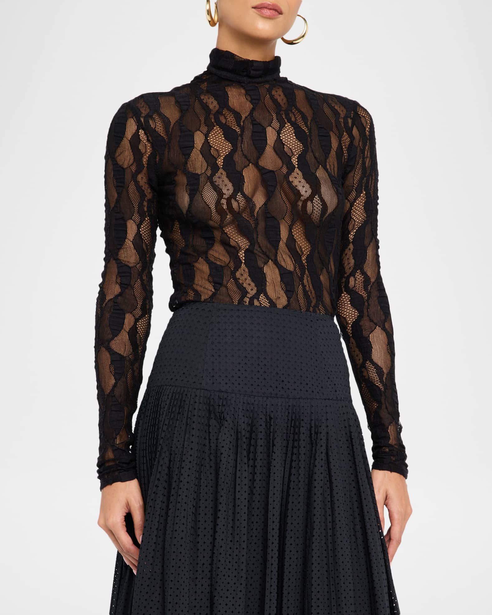 Ulla Johnson Ulyssa Lace Mesh Turtleneck | Neiman Marcus