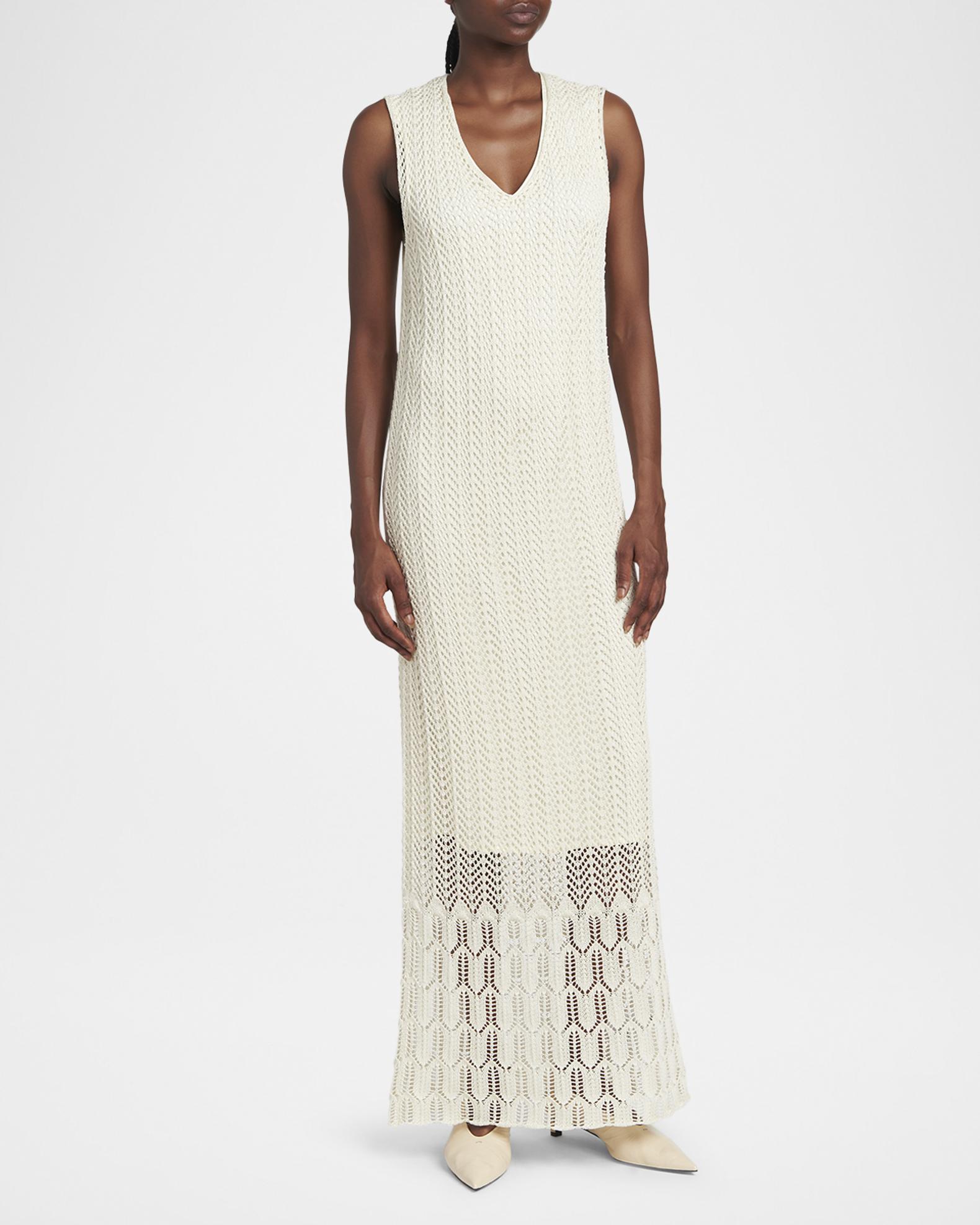 JIL SANDER ホワイト ノースリーブ ワンピース Jil Sander Crochet Knit Sleeveless Maxi Dress | Neiman Marcus