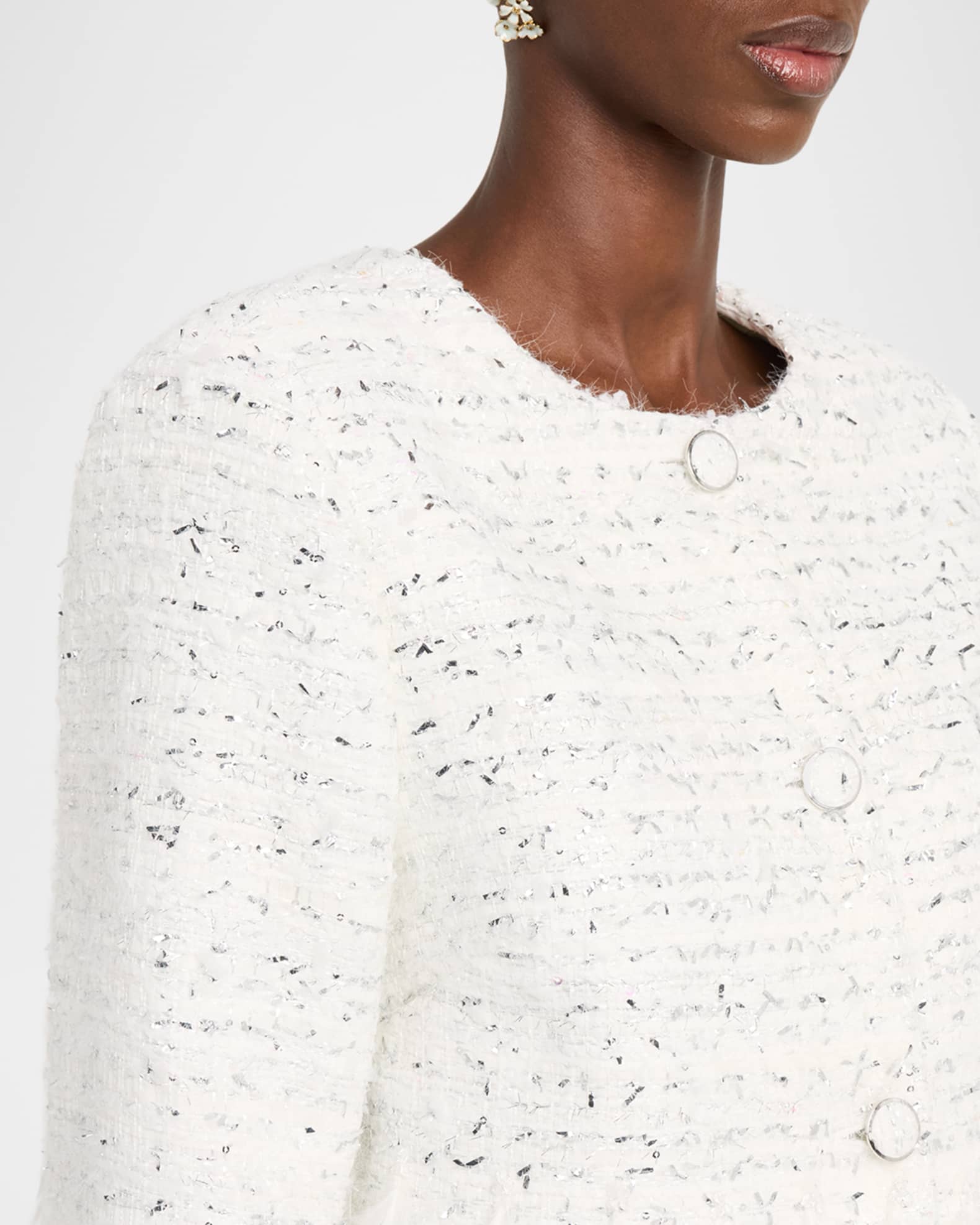 Milly Richele Metallic Tweed Button-Front Jacket | Neiman Marcus