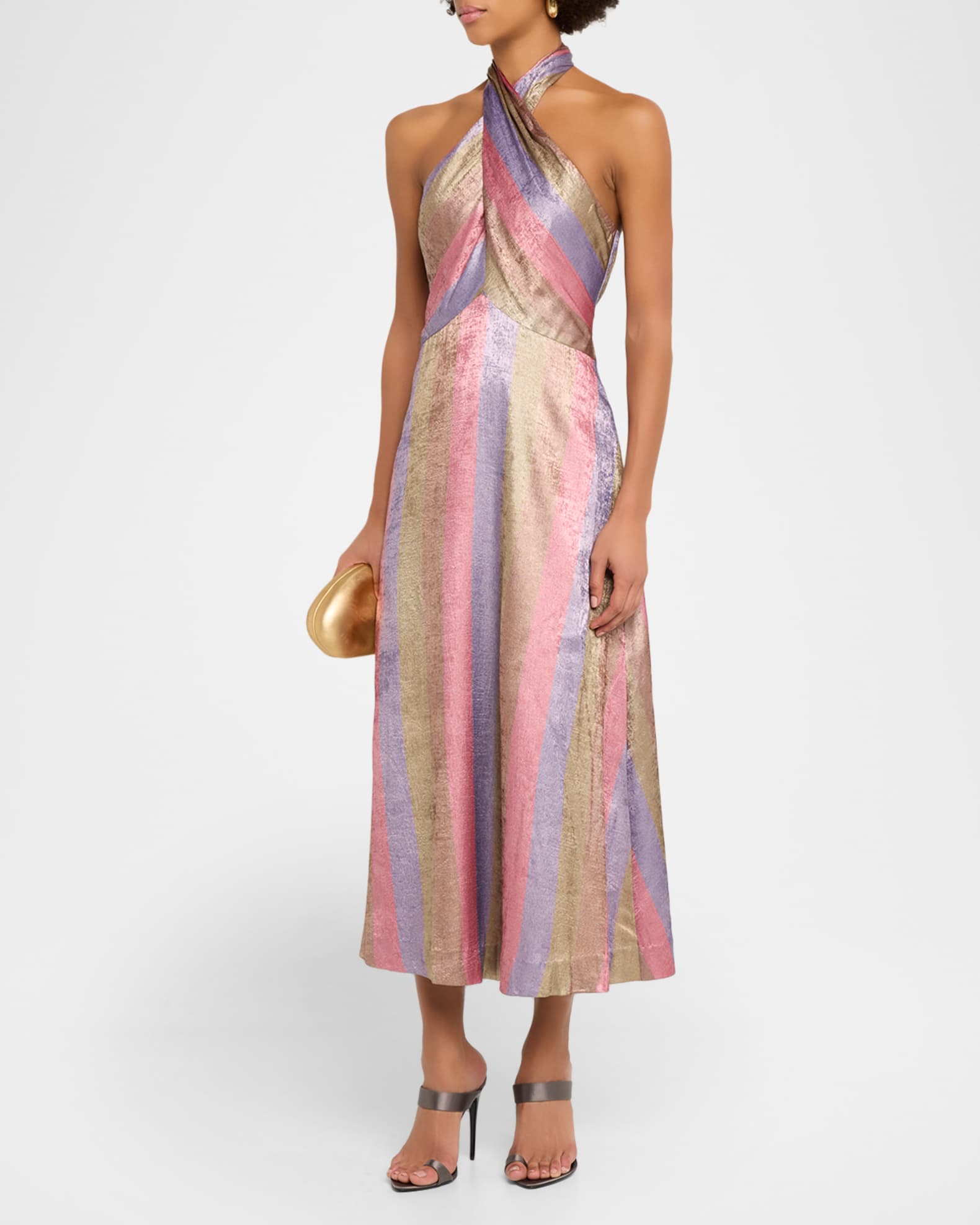 Copacabana Halter Midi Dress 12 / Disco Stripe