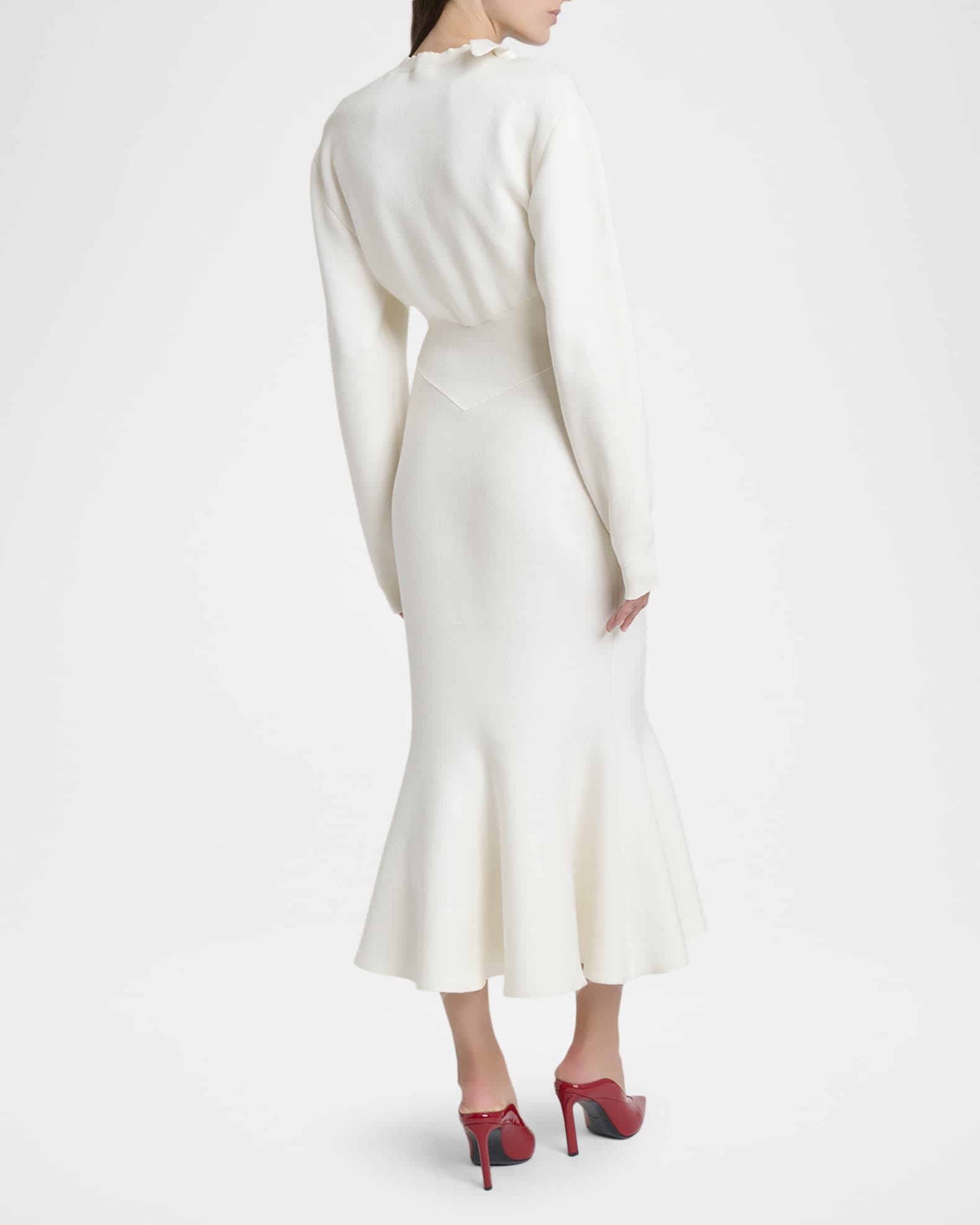 Givenchy Mid Length Bow Collar Flared Dress | Neiman Marcus