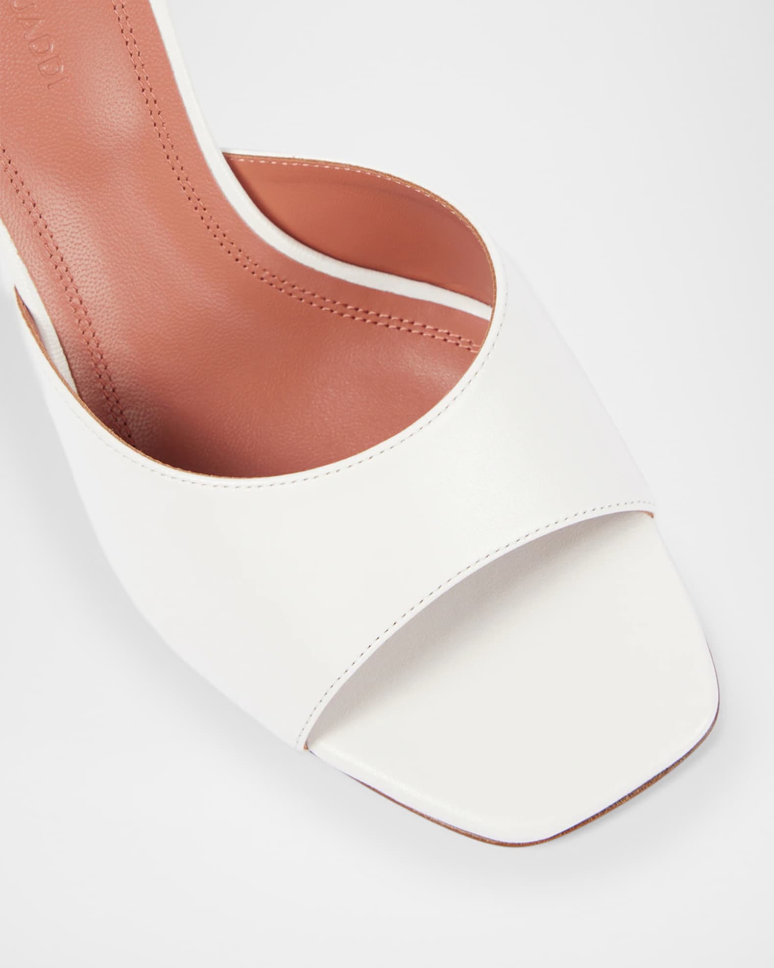 Amina Muaddi Lupita Leather Pedestal Mule Sandals | Neiman Marcus
