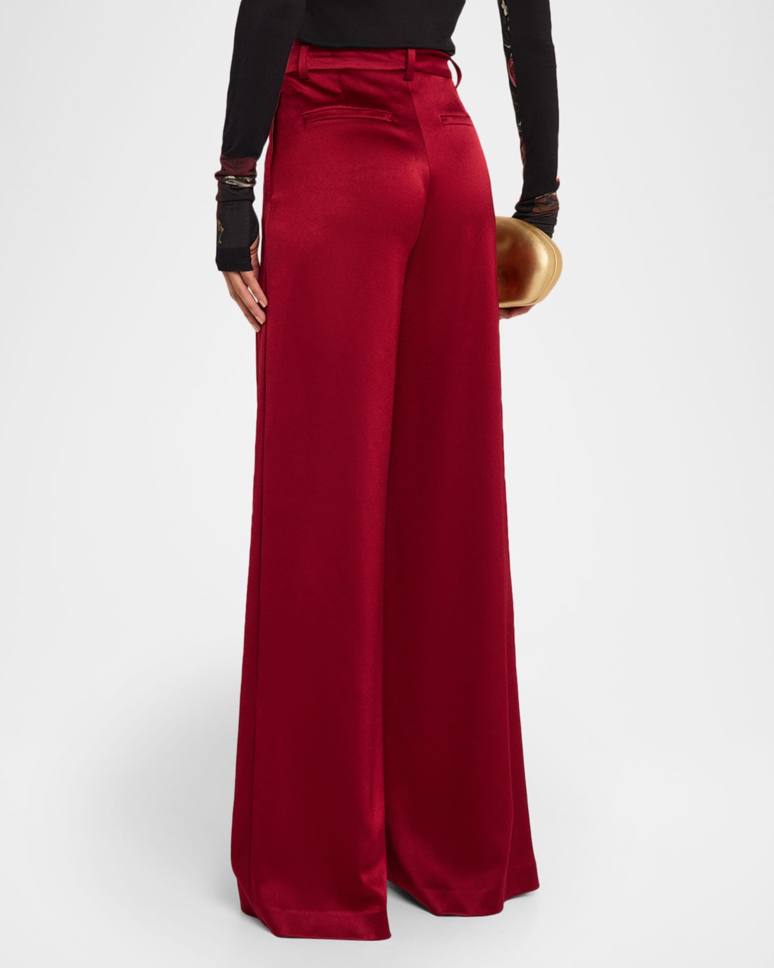 ALICE + OLIVIA Kennedy Pleated Satin Trousers | Neiman Marcus display picture 1