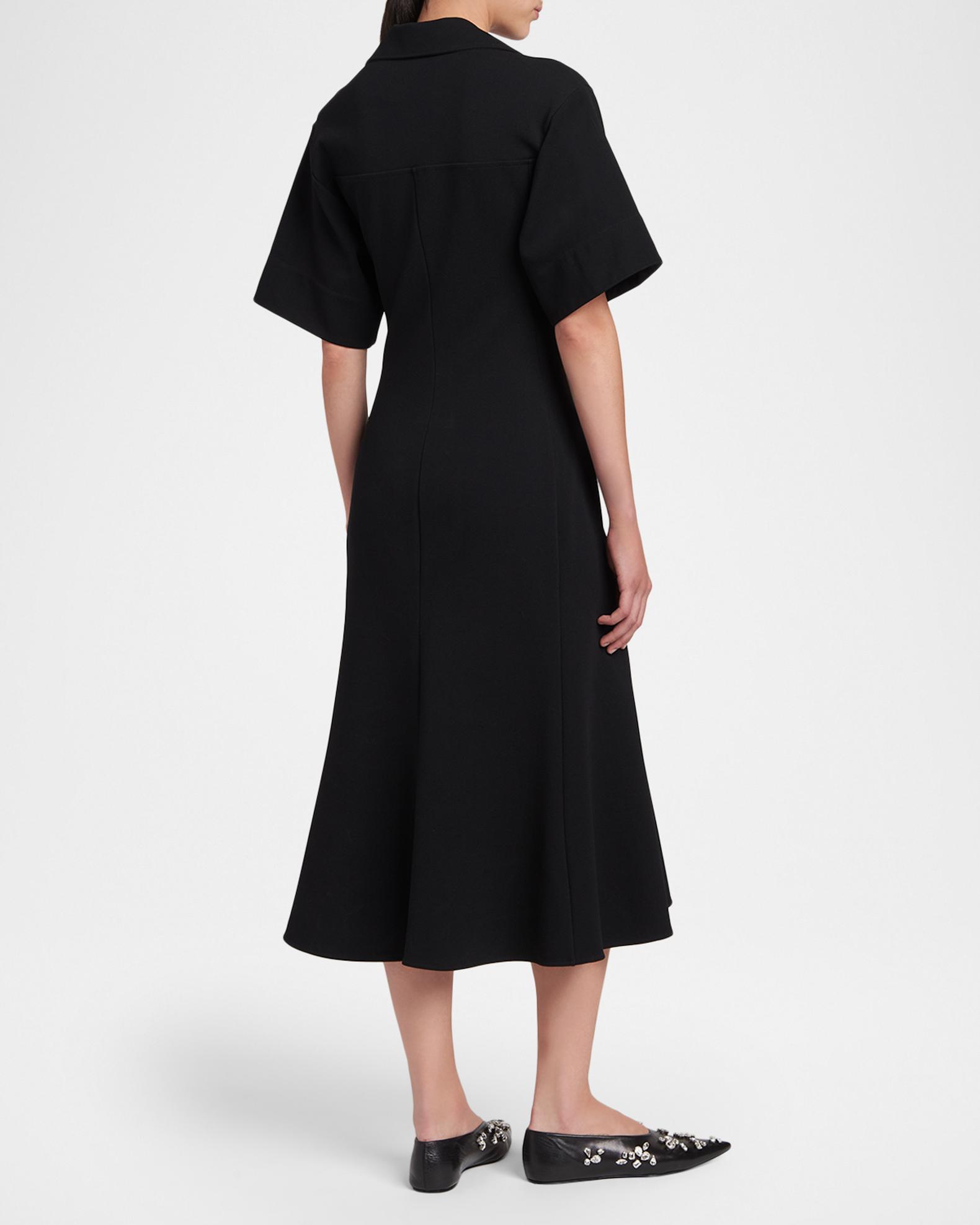 Jil Sander Short-Sleeve Crepe A-Line Midi Dress | Neiman Marcus