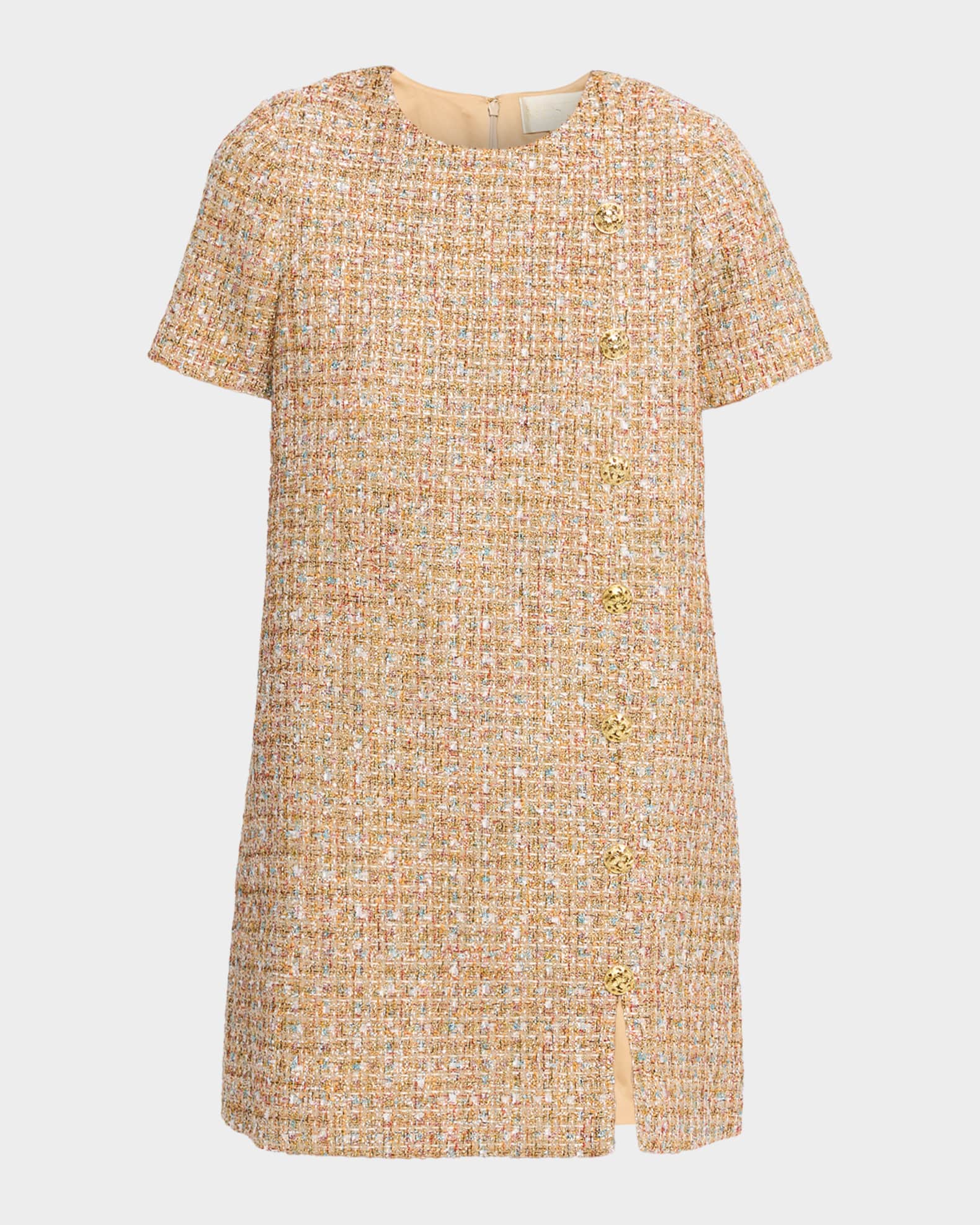 Mestiza New York | Isolde Mini Dress | S | Gold Multi Tweed