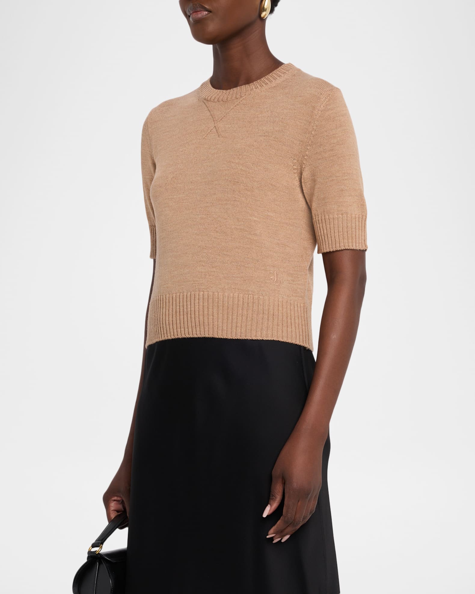 Jil Sander Wool Knit Short-Sleeve T-Shirt | Neiman Marcus