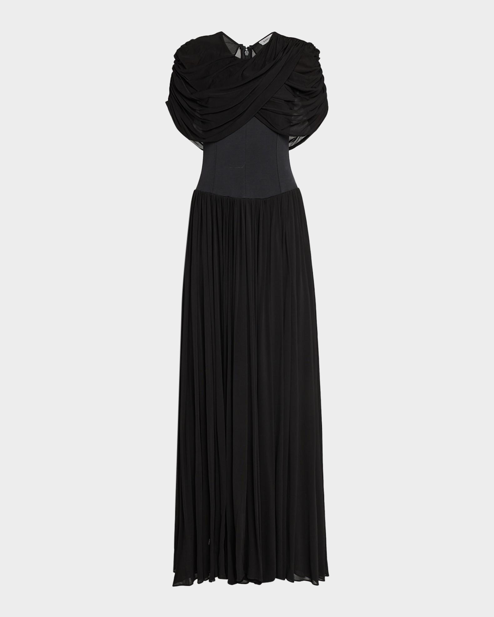 simkhai shanelle draped jersey midi dress Women's Nancie Gown - Black Carnival Outfit