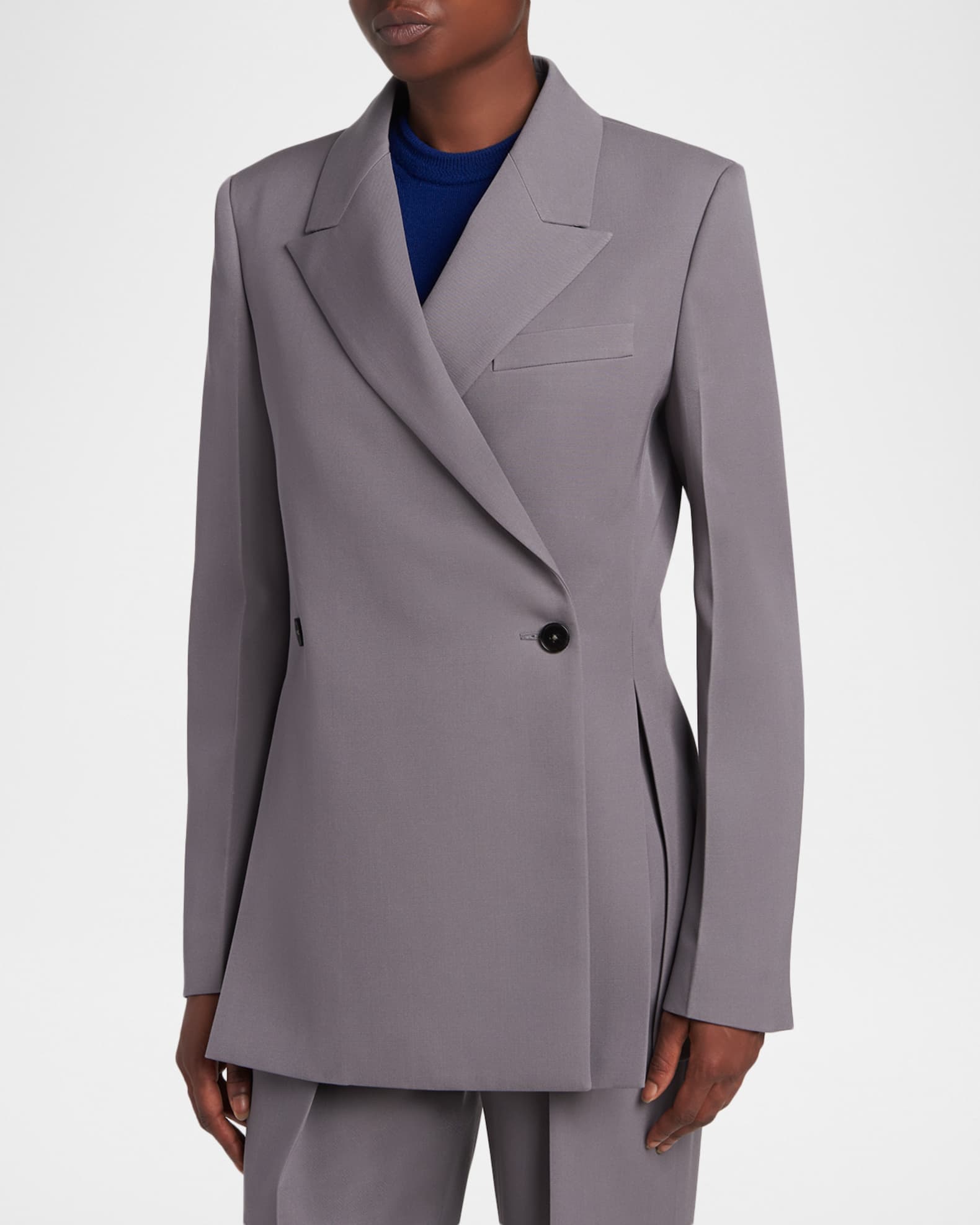 JIL SANDER ウールグレー ストライプ テーラードブレザー (IT38) アウトレット 価格 通販ファッション - JIL SANDER ウールグレー