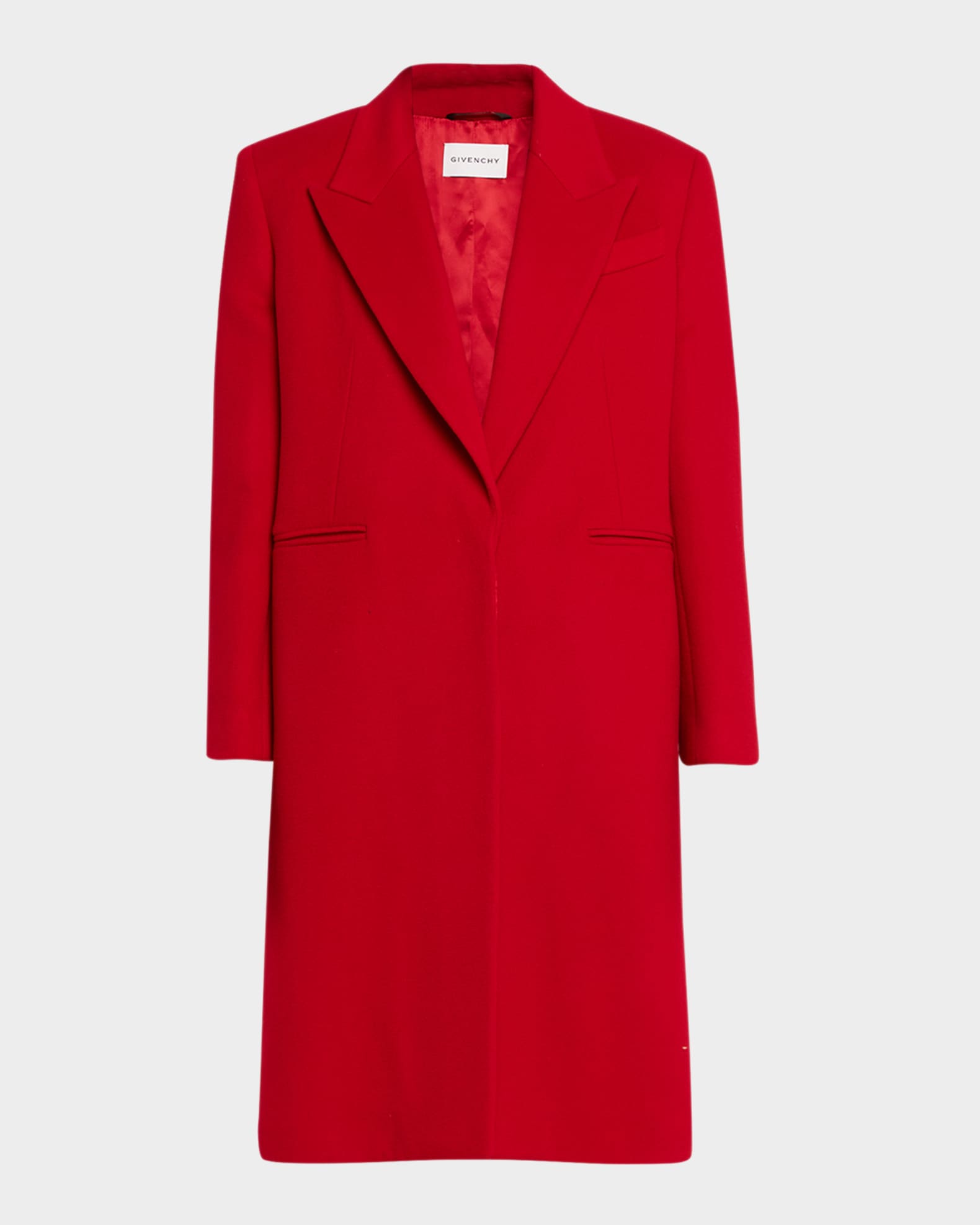 Givenchy Single-Breasted Mid-Length Wool Coat | Neiman Marcus