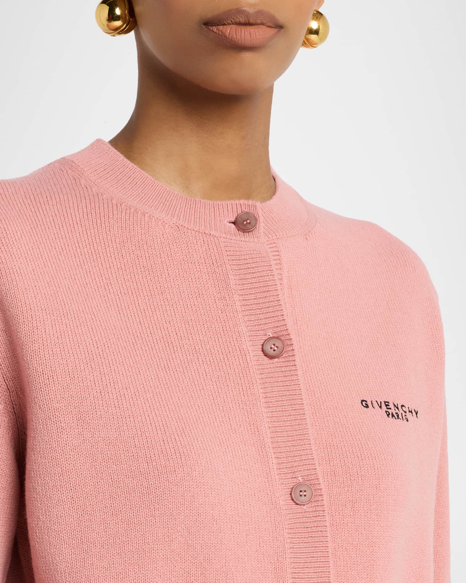 Givenchy Wool-Cashmere Crewneck Cardigan | Neiman Marcus