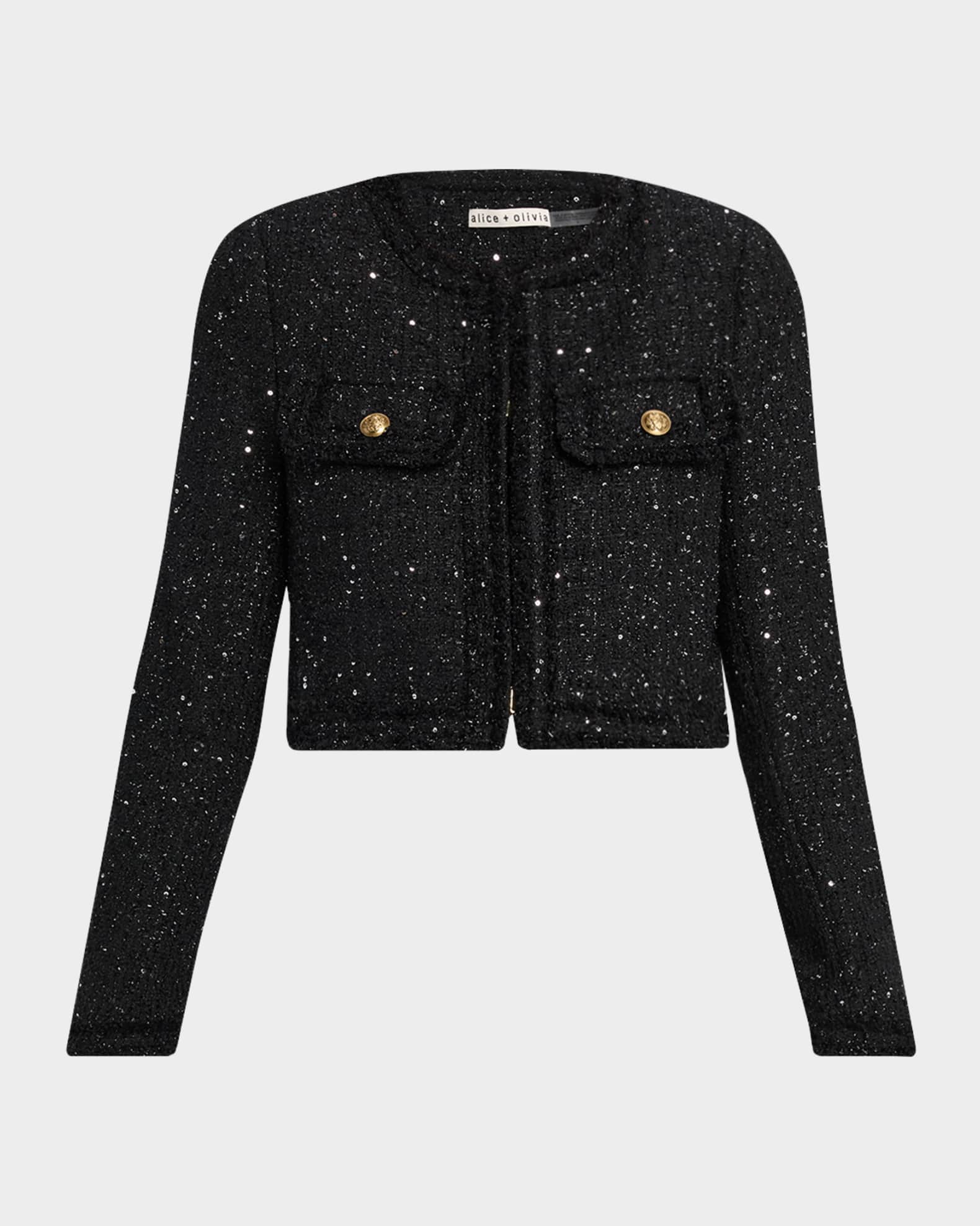 ALICE + OLIVIA Dumont Embellished Tweed Jacket | Neiman Marcus
