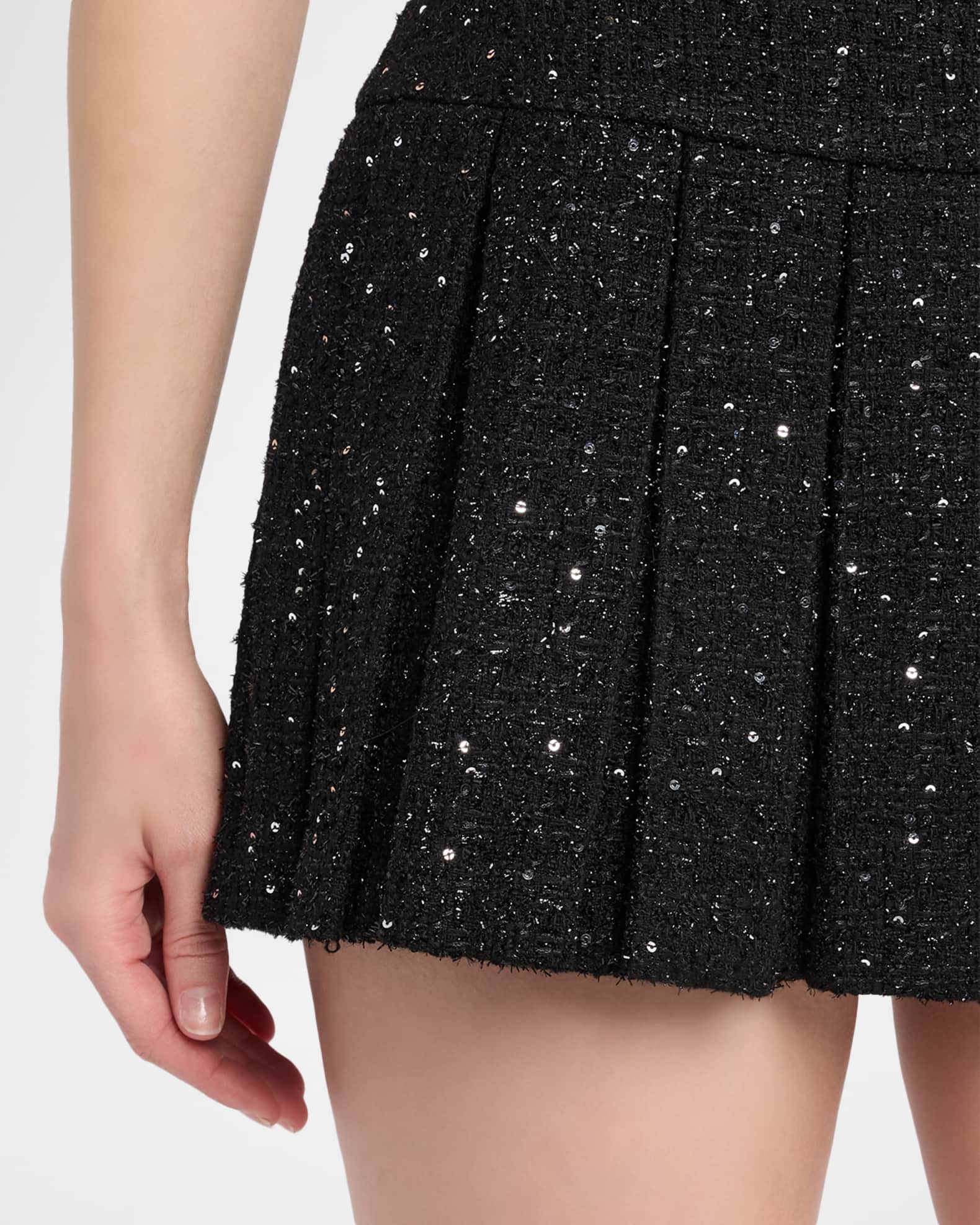 Emilie Pleated Tweed Mini Skirt