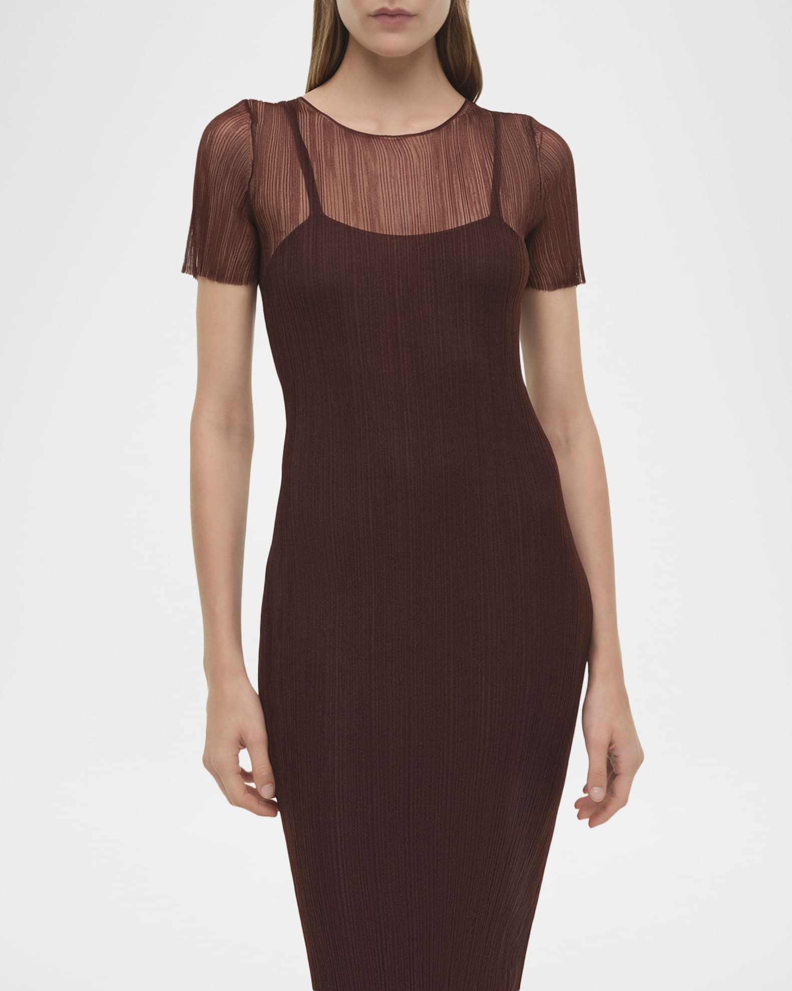 SIMKHAI Selena Bodycon Ruffle Midi Dress | Neiman Marcus