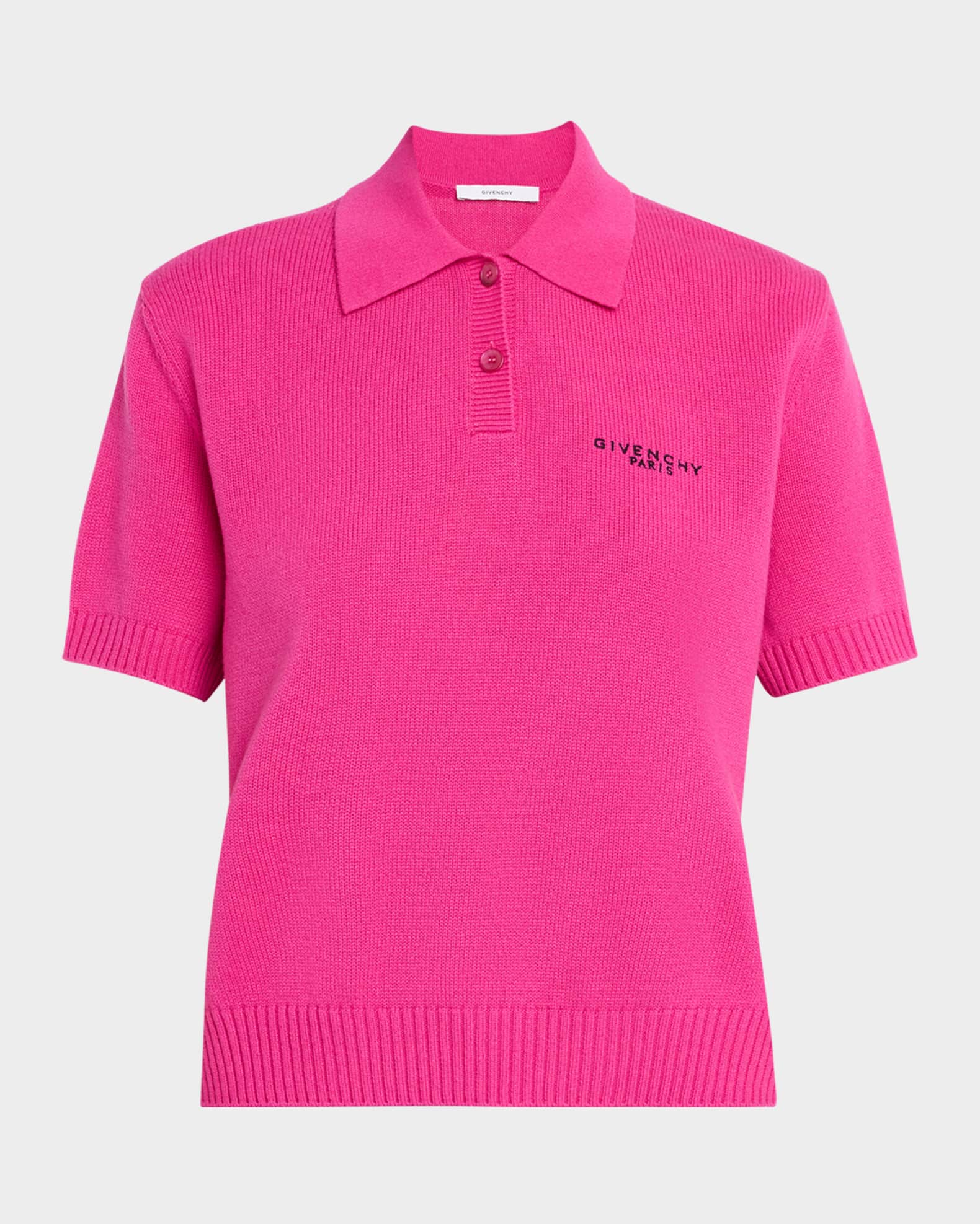 Givenchy Short-Sleeve Cashmere-Wool Polo Shirt | Neiman Marcus
