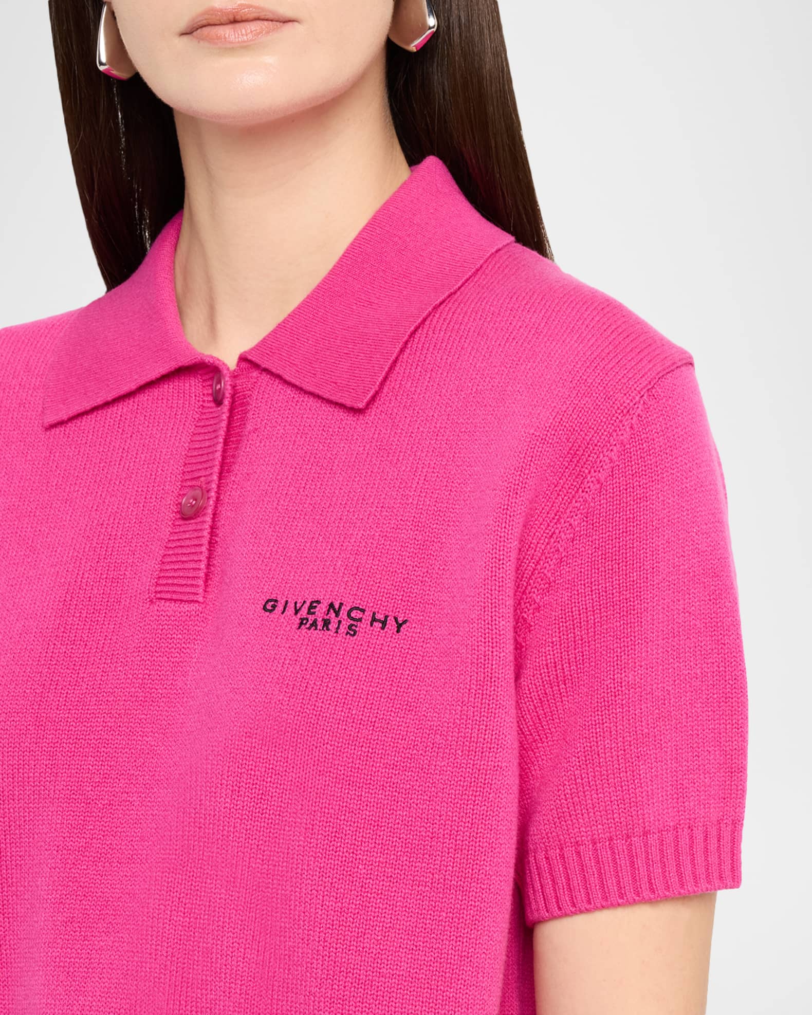 Givenchy Short-Sleeve Cashmere-Wool Polo Shirt | Neiman Marcus
