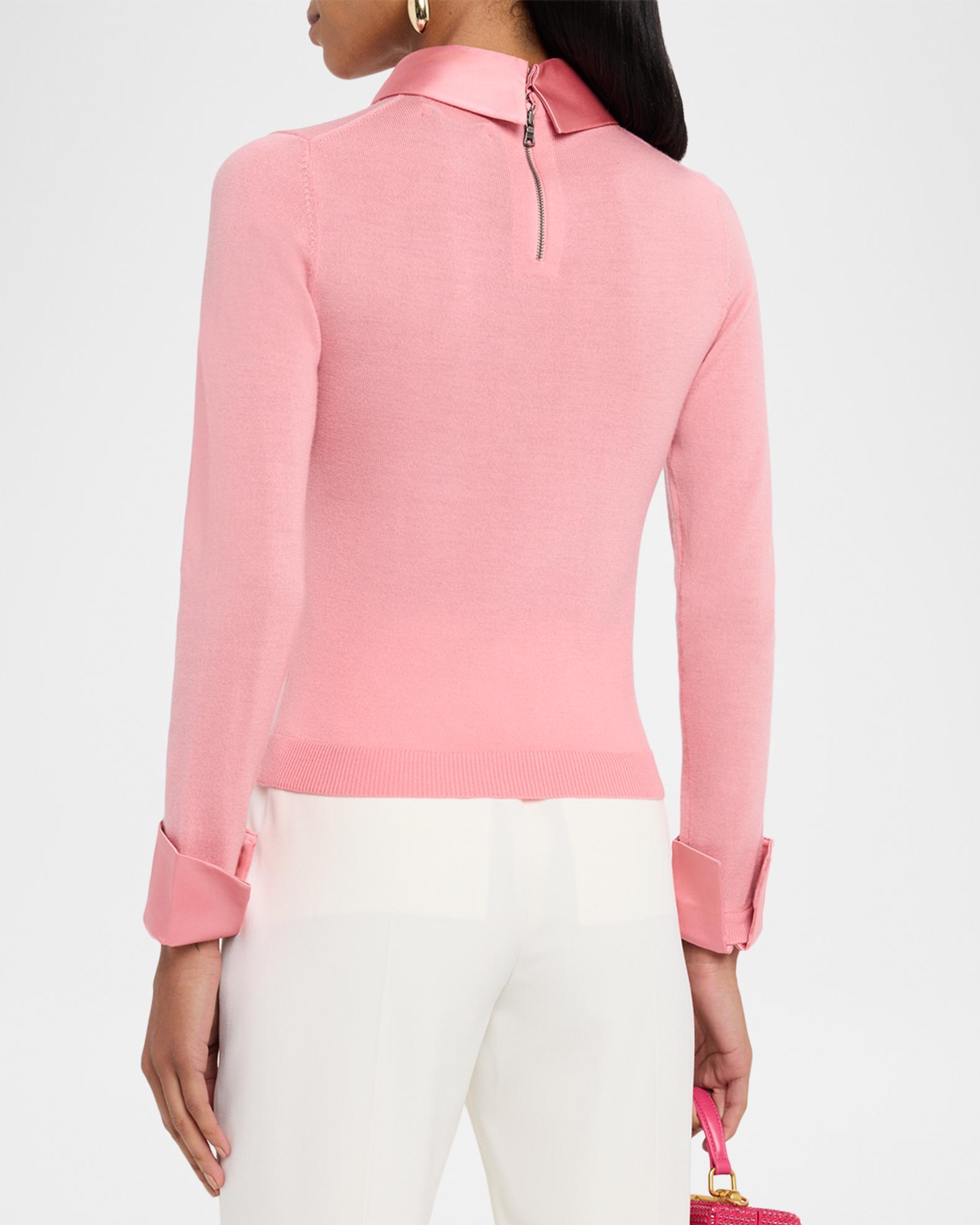 ALICE + OLIVIA Porla Collared Merino Wool Sweater | Neiman Marcus