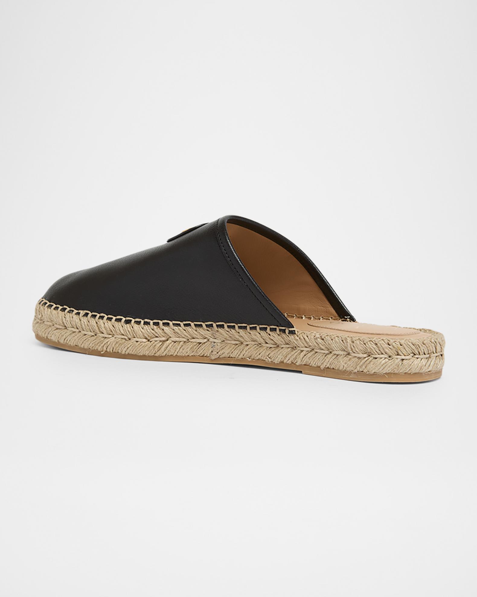 Valentino Garavani Men's Leather Espadrille Mule Slides | Neiman
