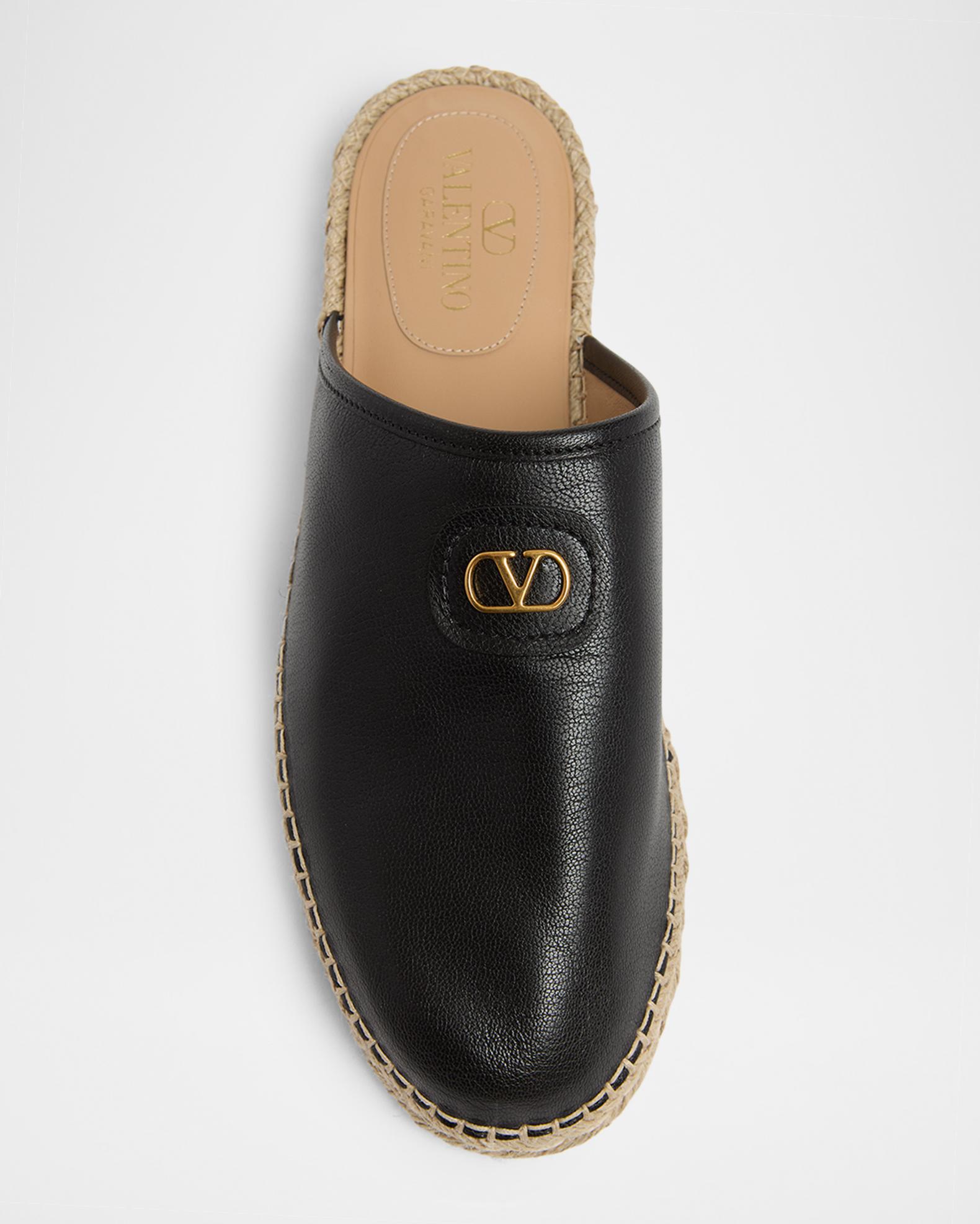 Valentino Garavani Men's Leather Espadrille Mule Slides | Neiman