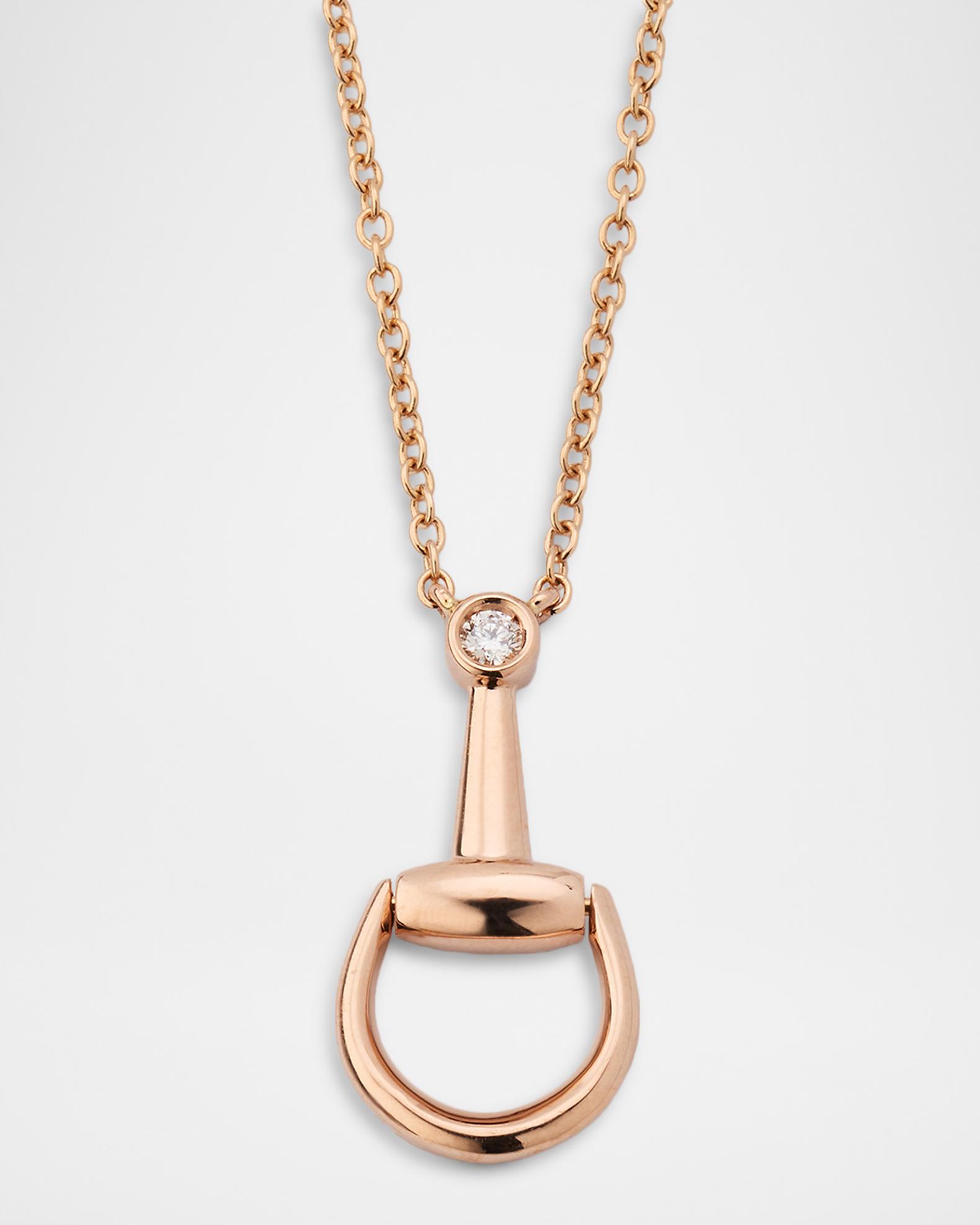 Gucci Gucci Horsebit 18K Rose Gold Diamond Pendant Necklace | Neiman Marcus