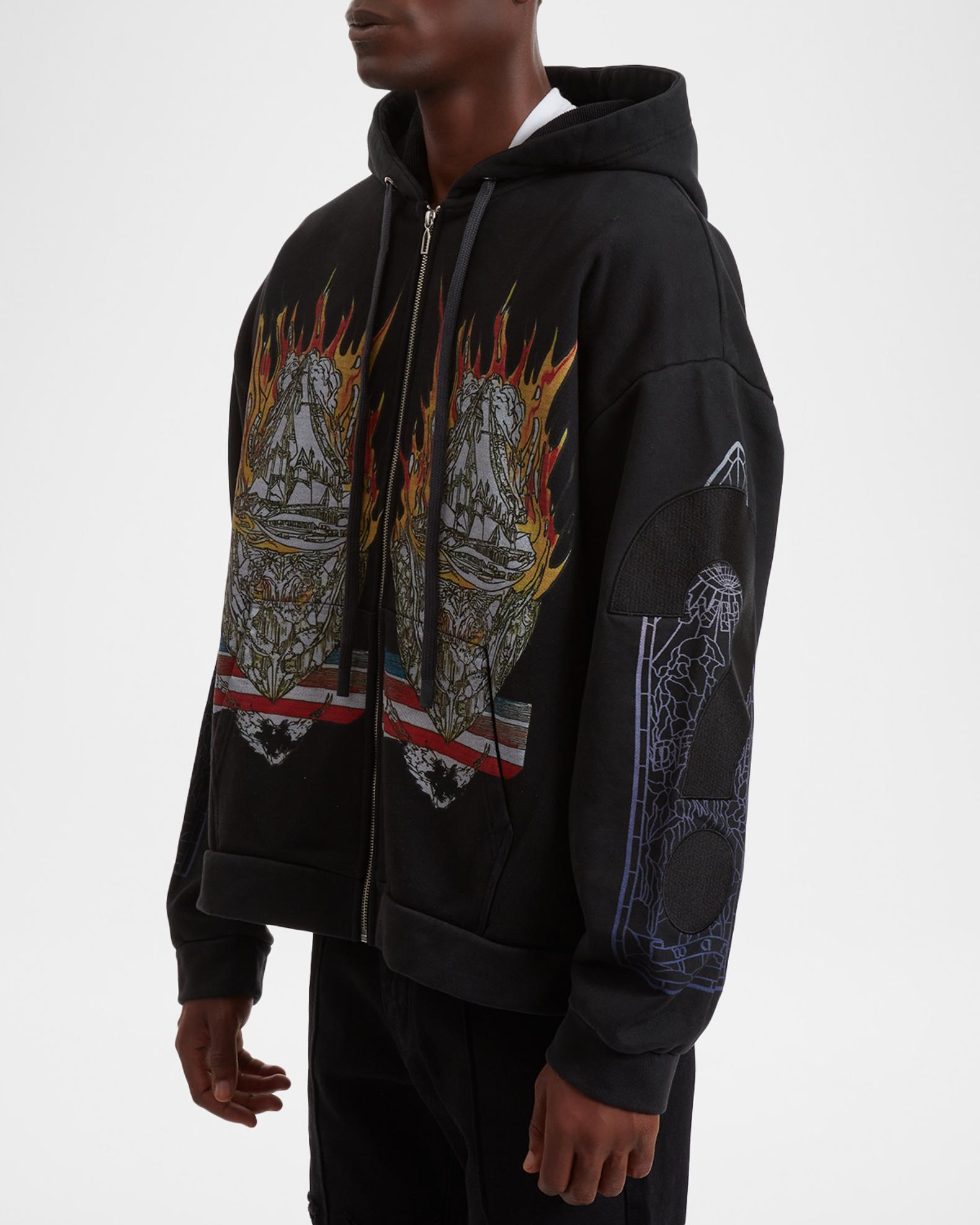 WHO DECIDES WAR Men's Engulfed Memories Cotton Full-Zip Hoodie